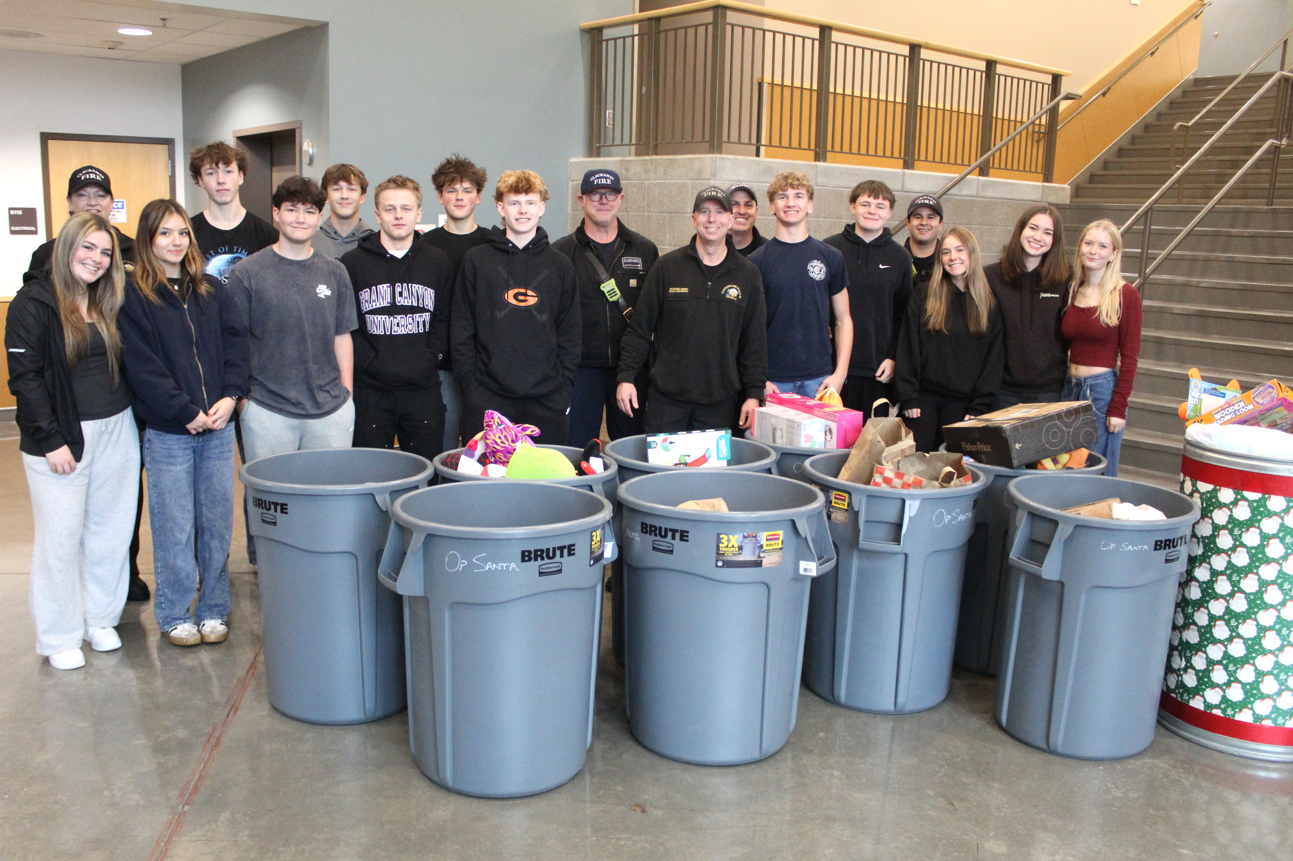 firefighters with barrels