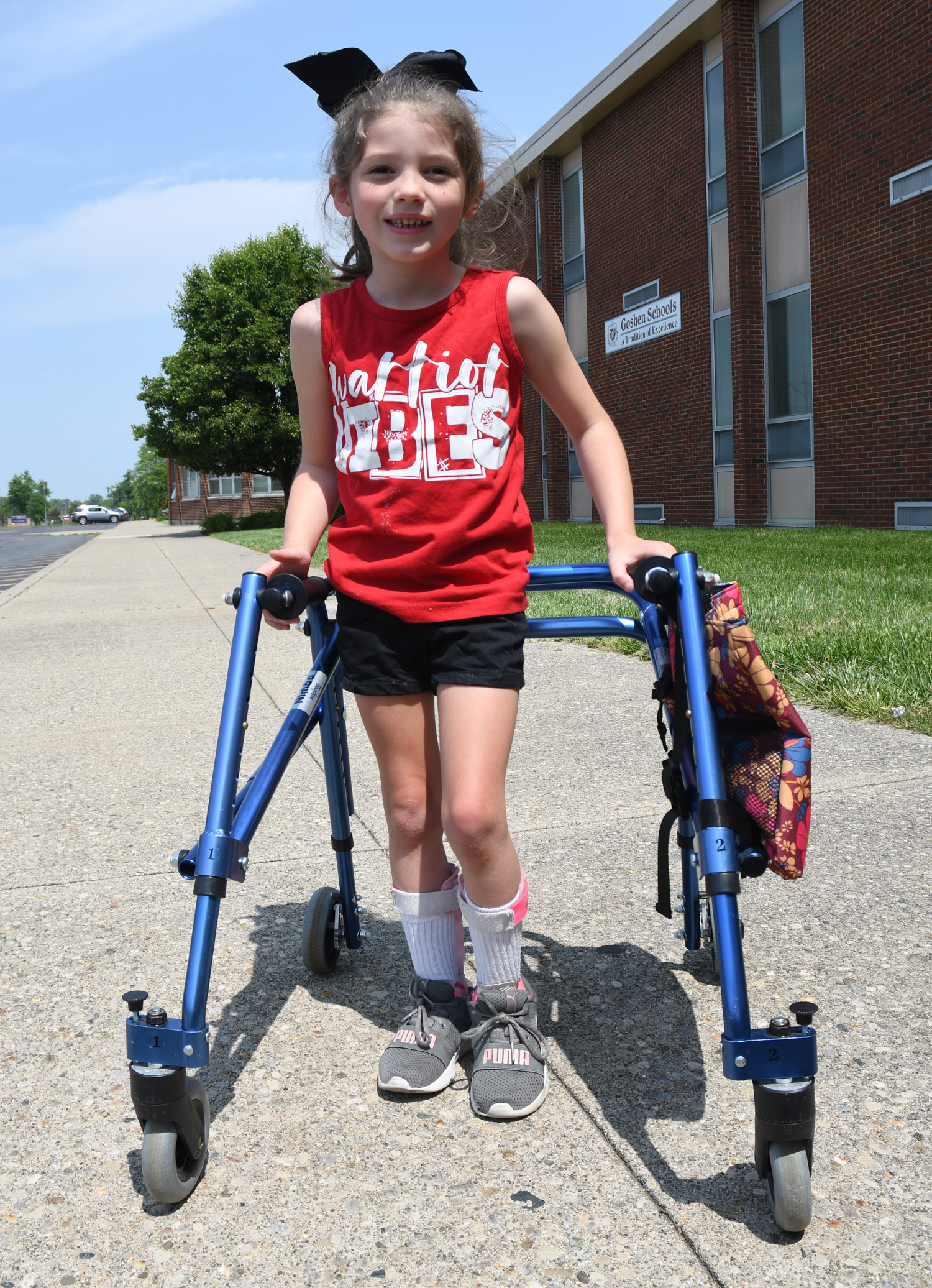 Student using a walker