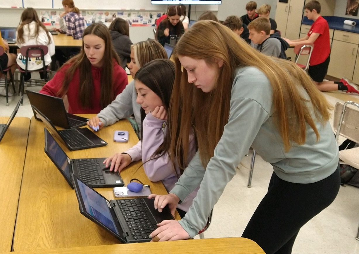 Students using computers