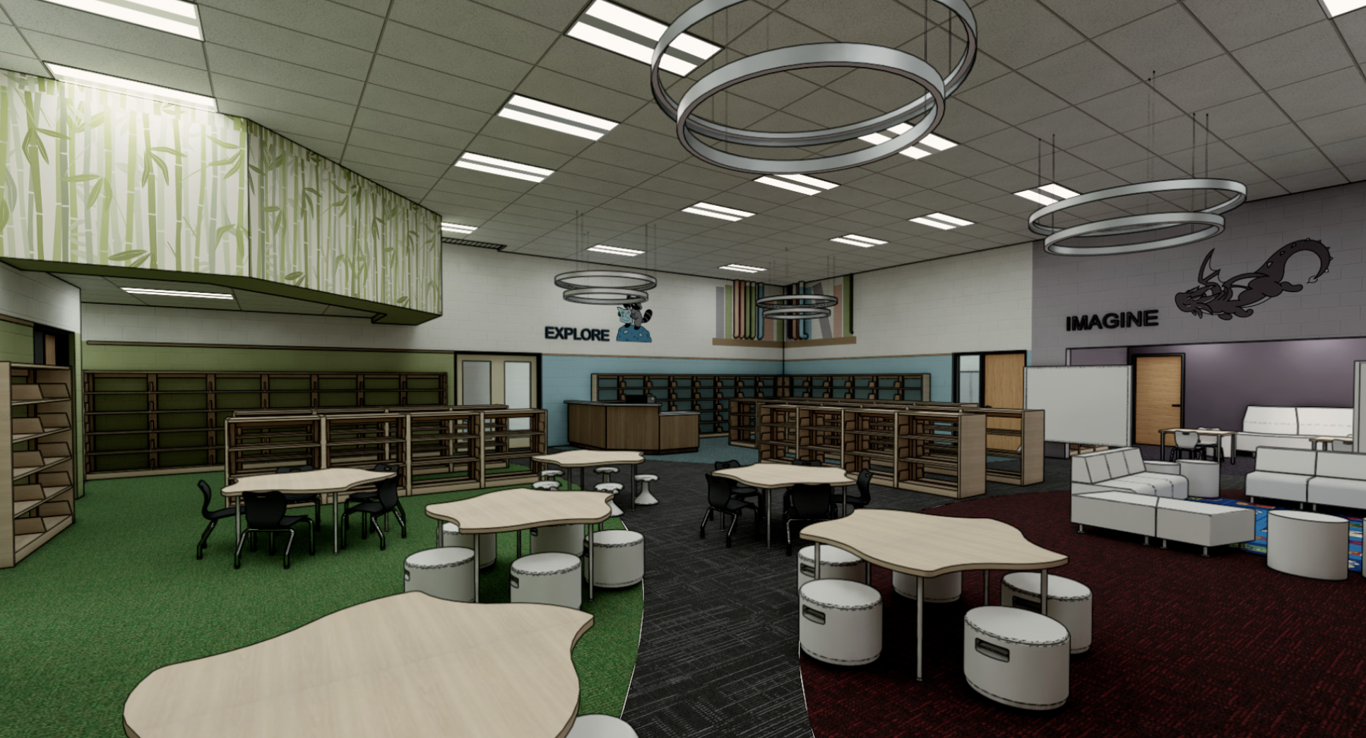 Rendering of media center renovation