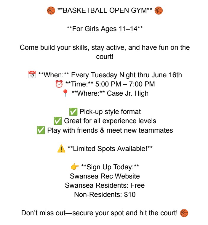 Open gym girls basketball