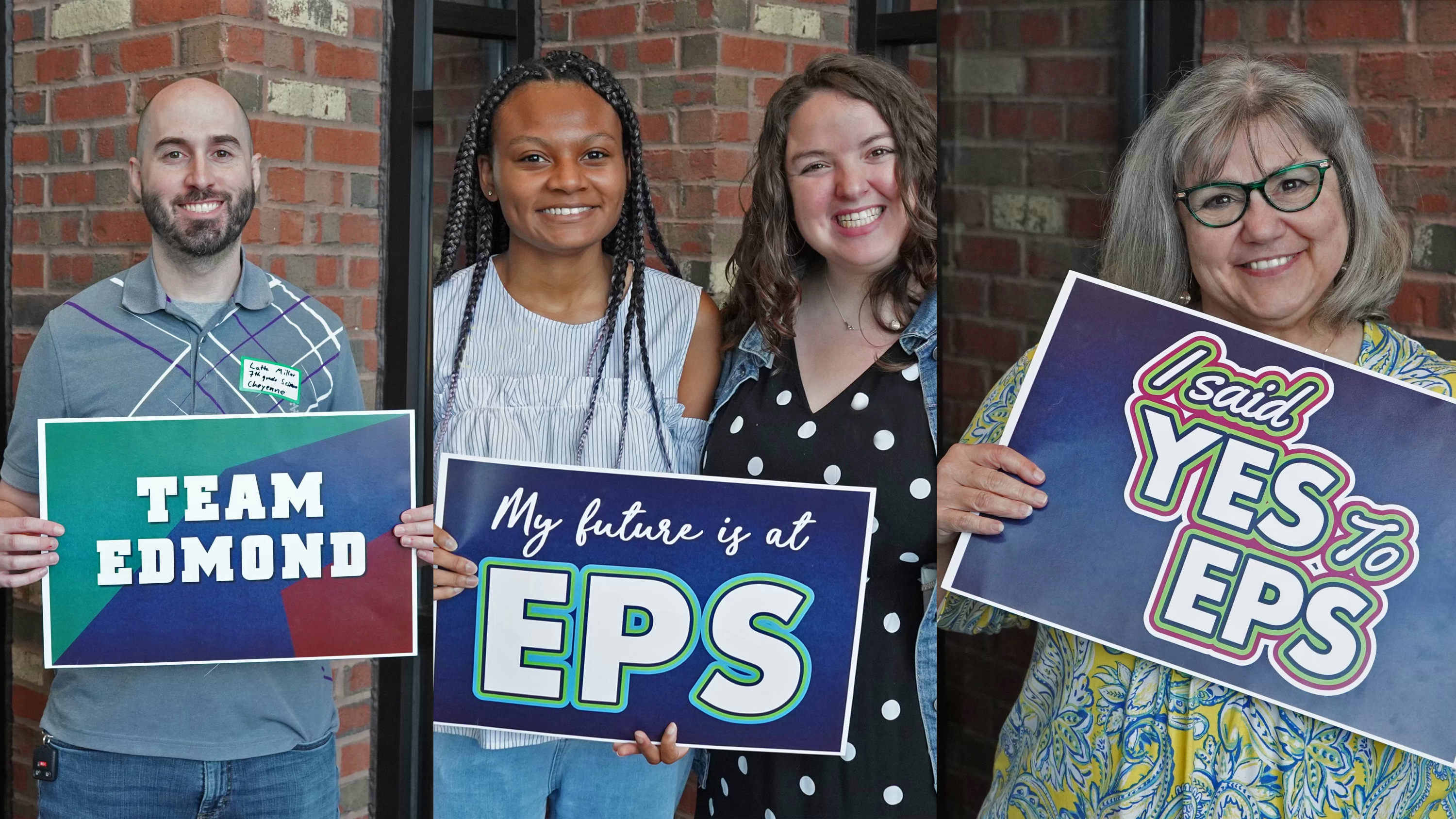 new teachers with yes to eps sign