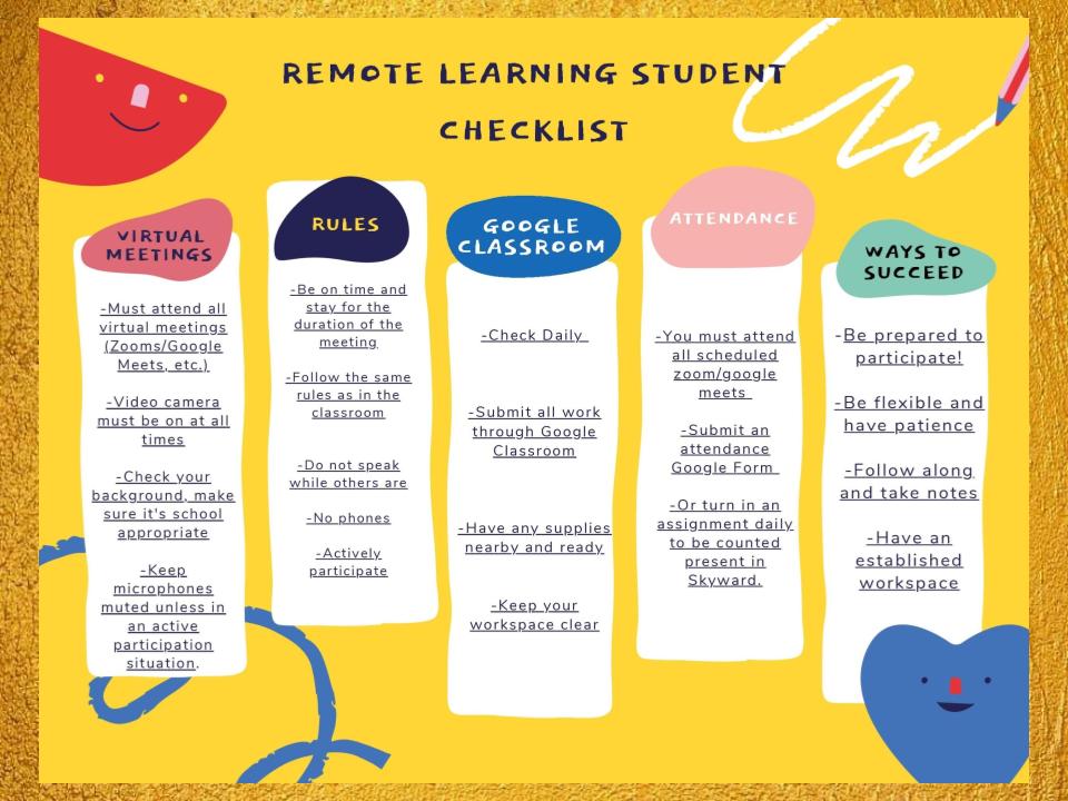 Remote Learning Student Checklist