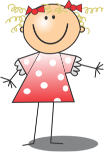 Clipart girl in red polka dot dress