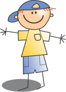 Clip art boy in blue shorts and yellow shirt
