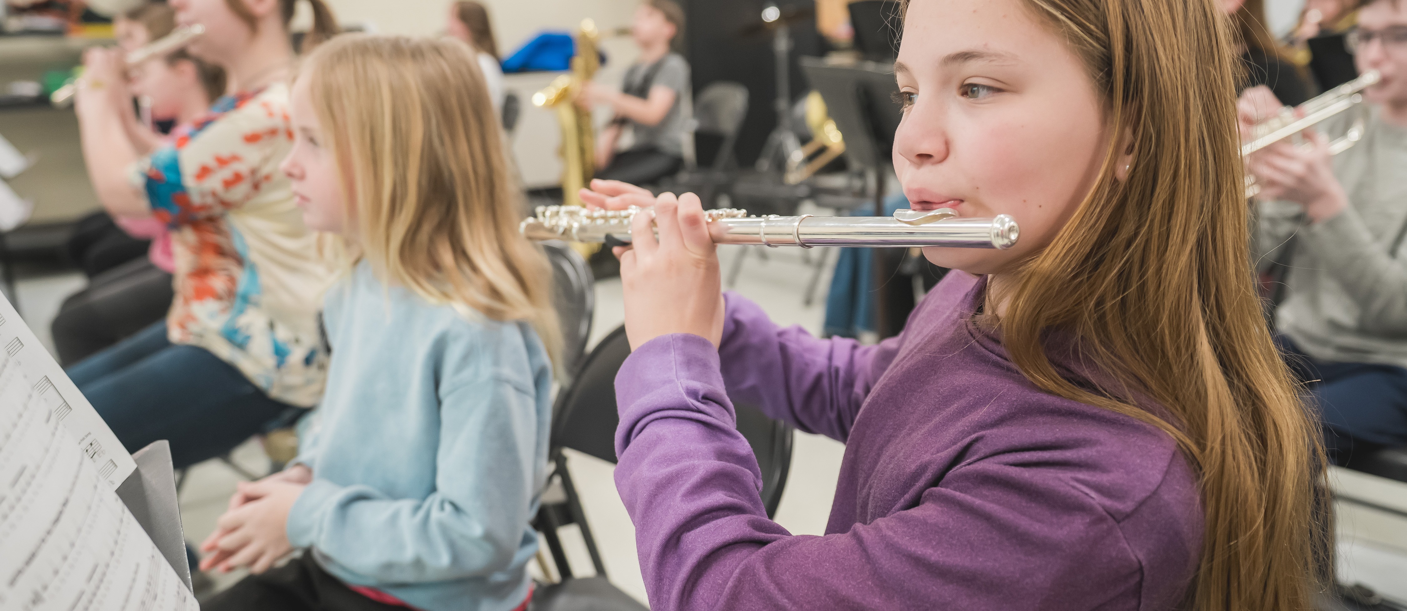 Band students at Capac  Elementary School playing instruments