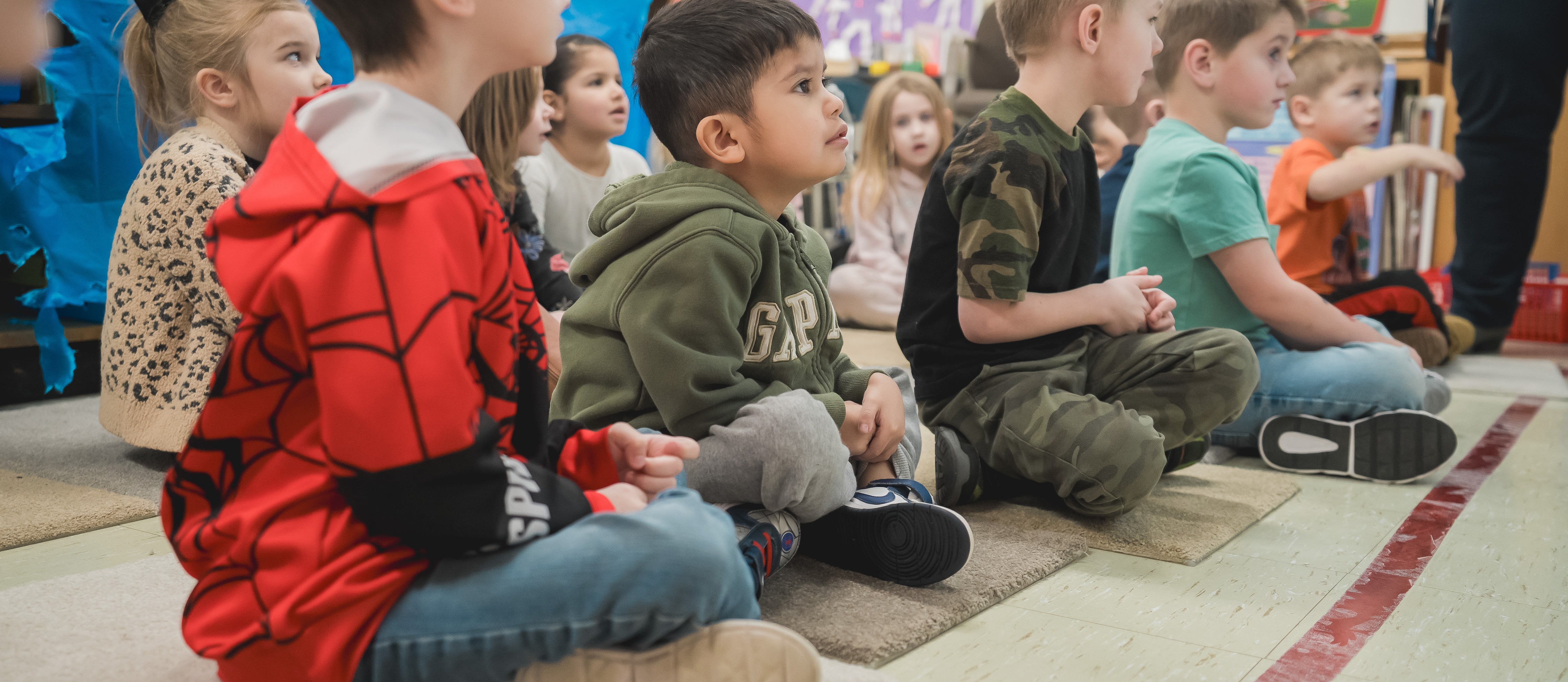 Students at Capac Elementary School listening to their teacher