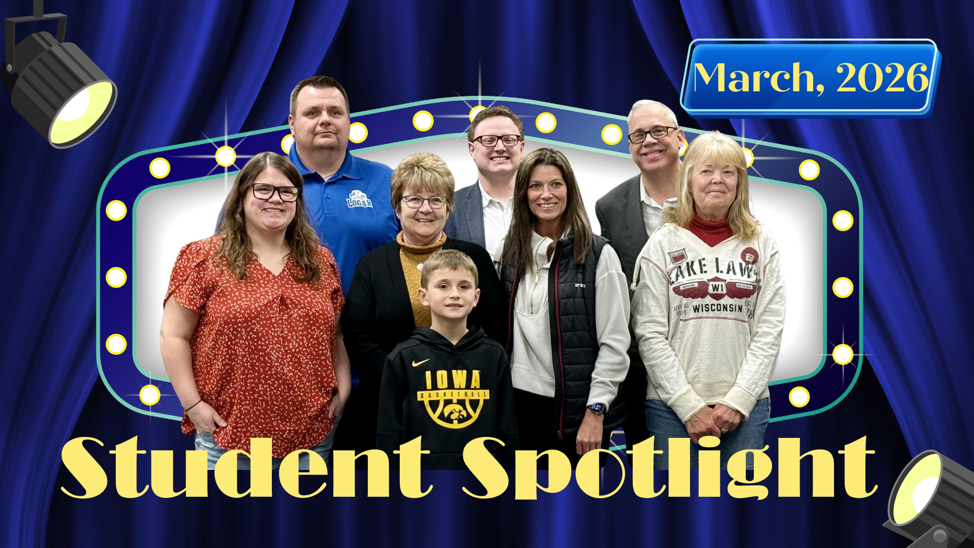 Photo of March Student Spotlight Recipient and PES School Board