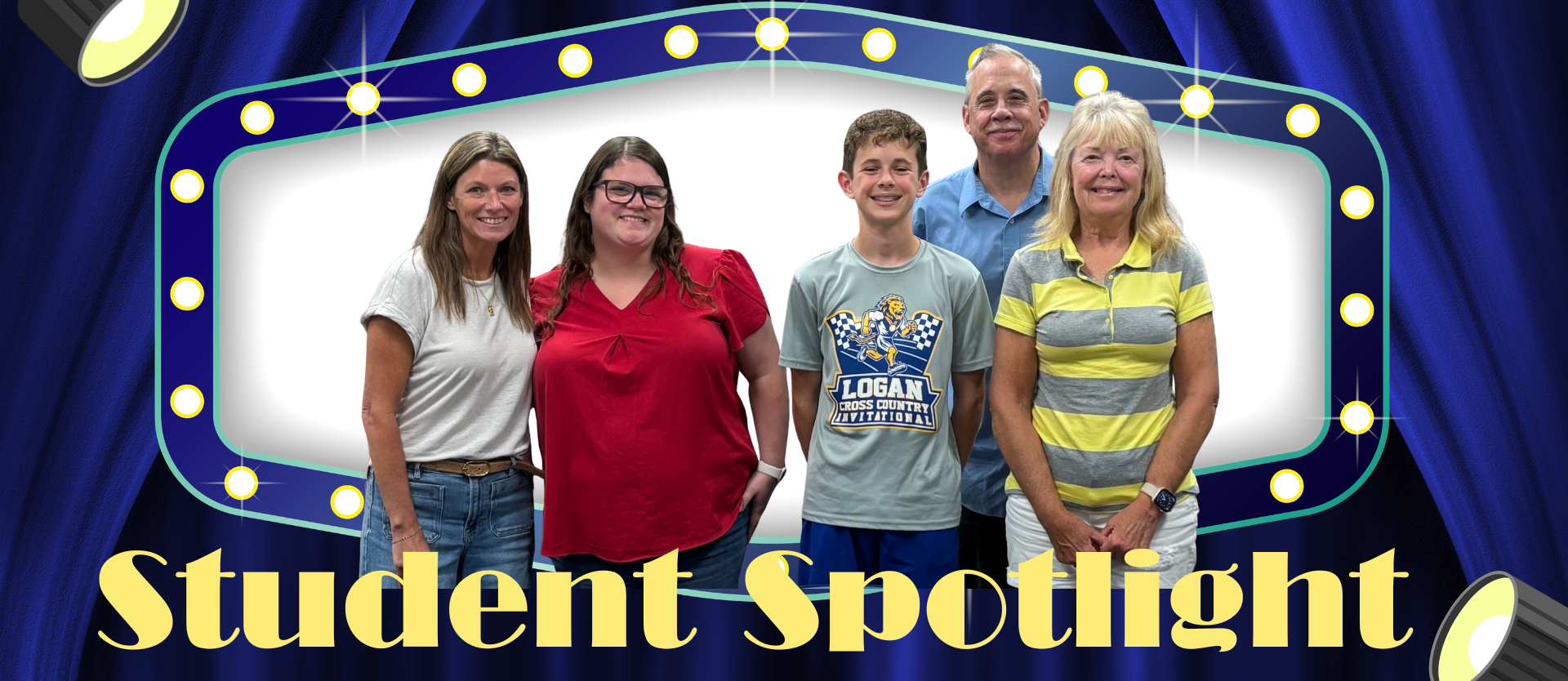 Student Spotlight for September, Eli Cochran, pictured with members of the PES school board