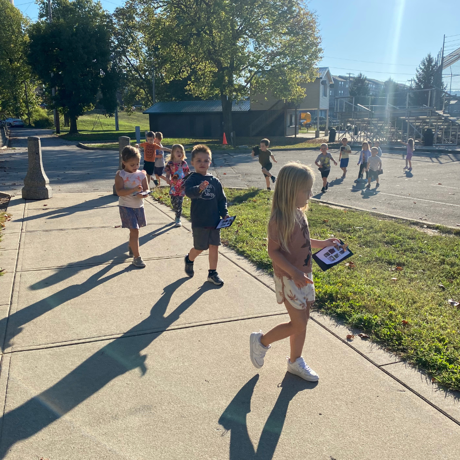 Lawrenceburg Primary Preschool Students Walking Outside