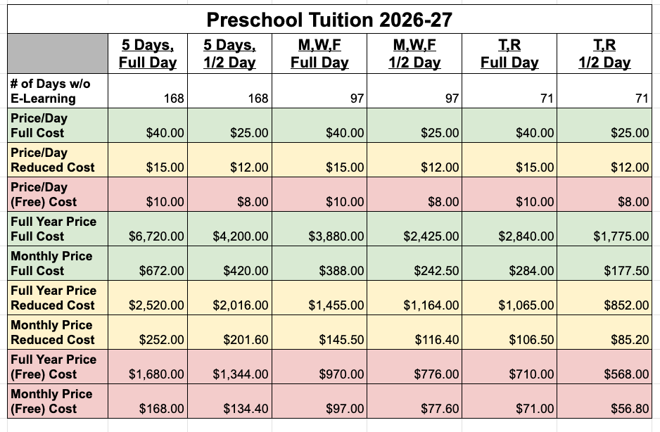 2026-2027 Tuition Fees