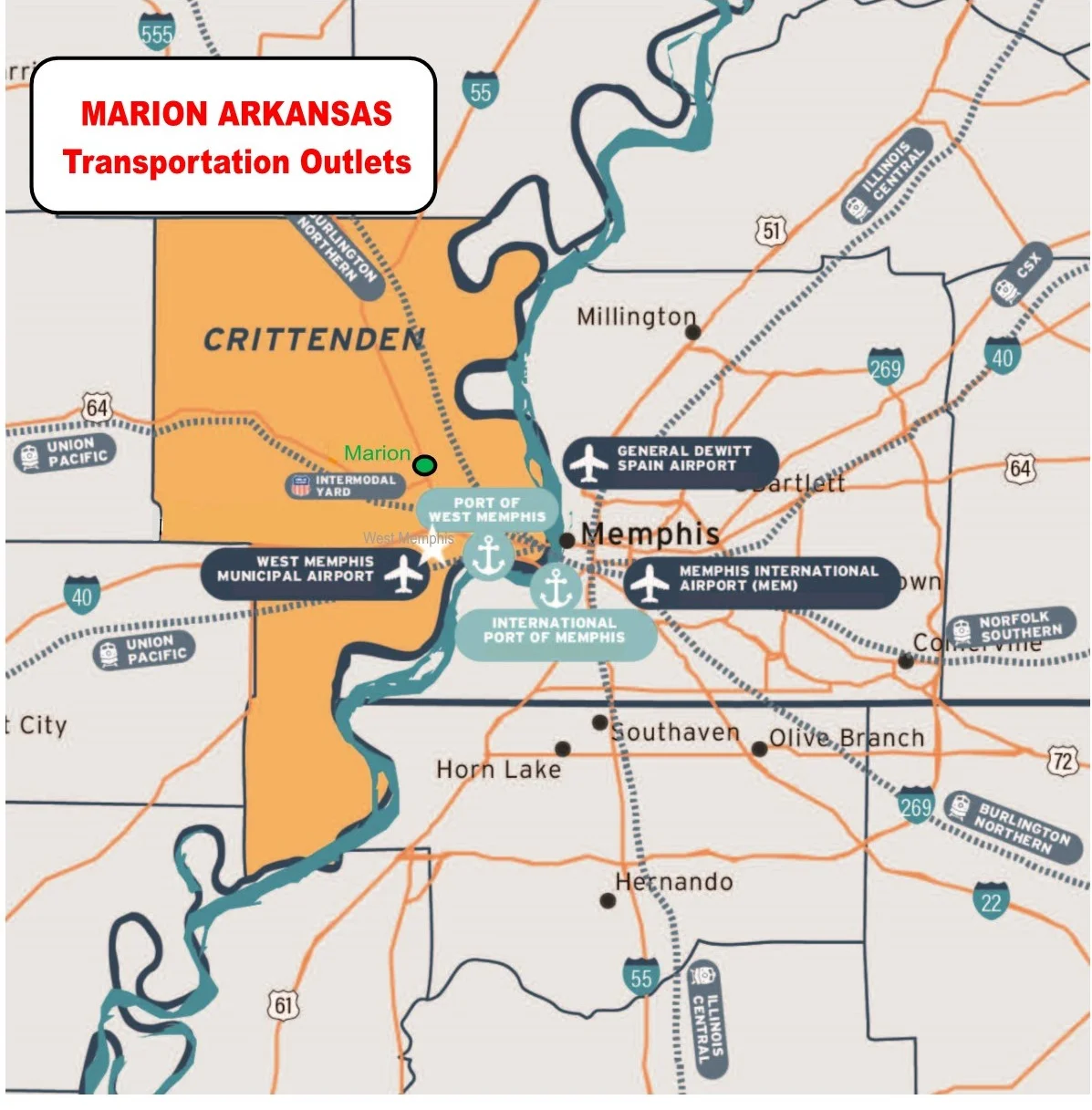 transportation map of marion arkansas