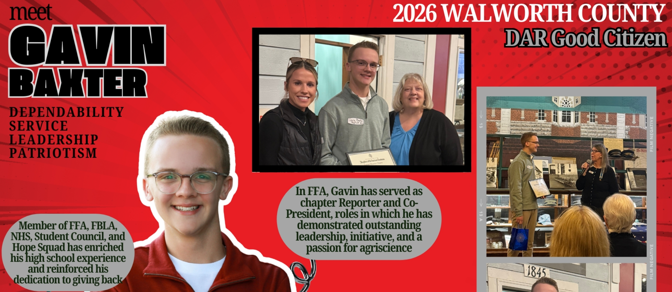 Gavin Baxter DAR Good Citizen Award