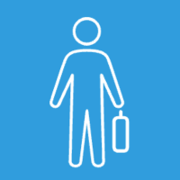 blue background with a white outline of a person holding a briefcase