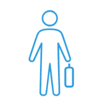 blue outline person with briefcase