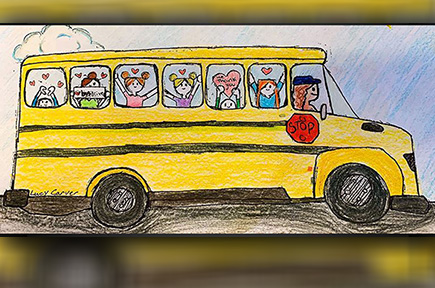 student drawing of school bus