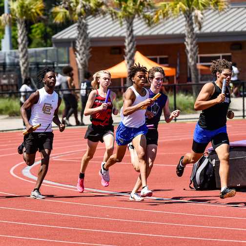 students running track