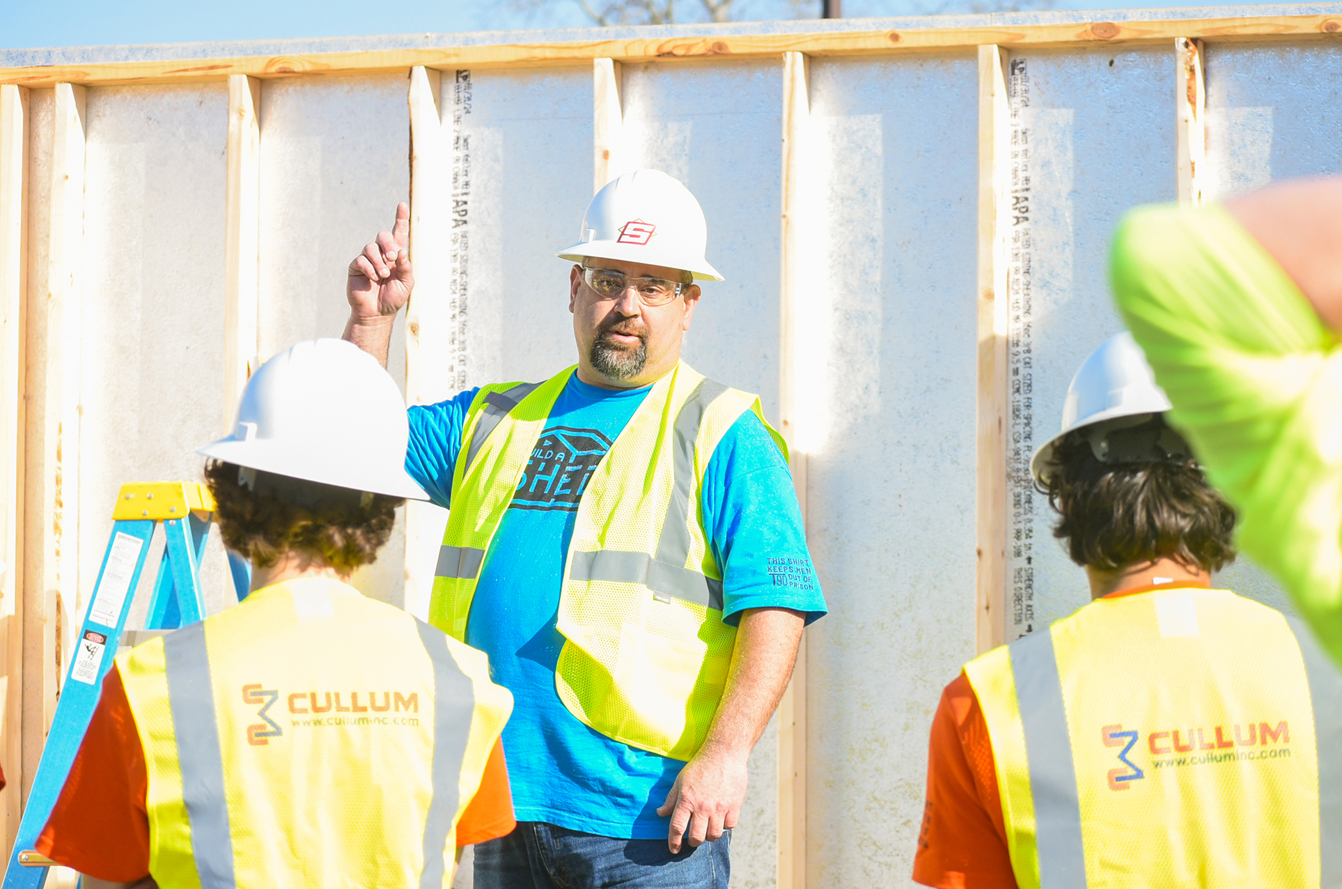 students building shed