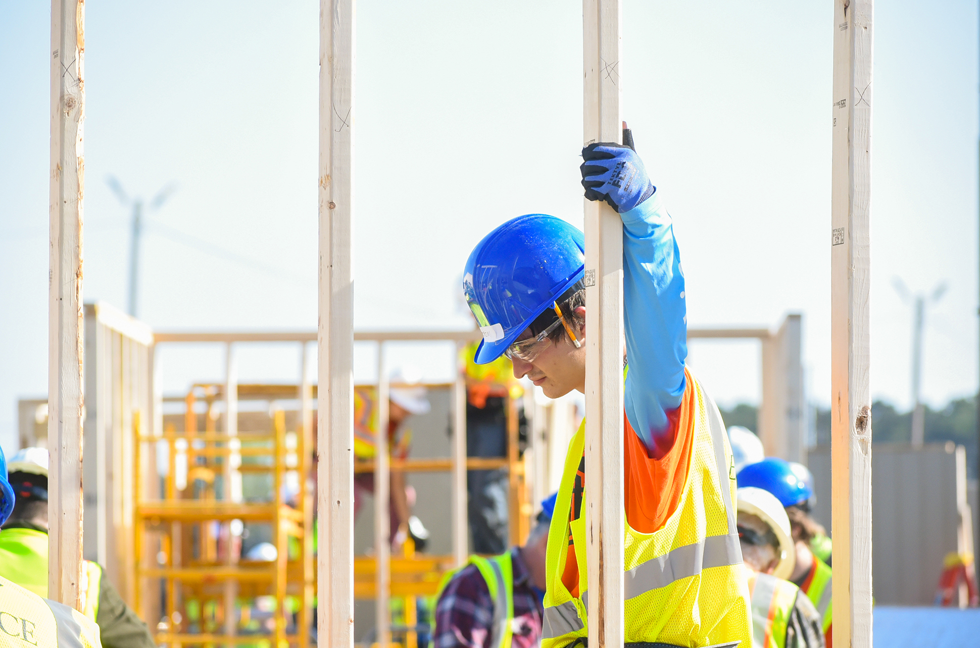 students building shed