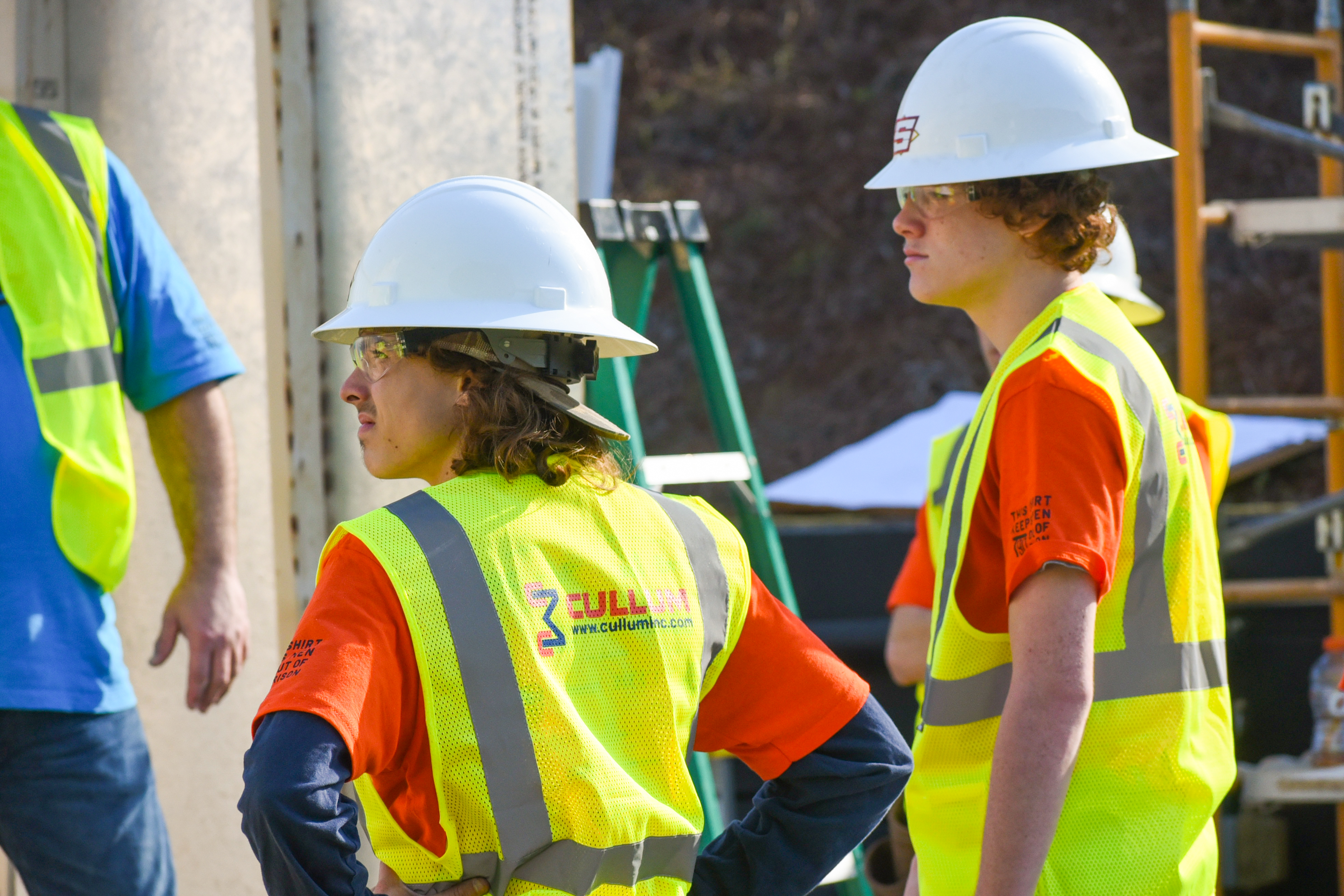 students building shed