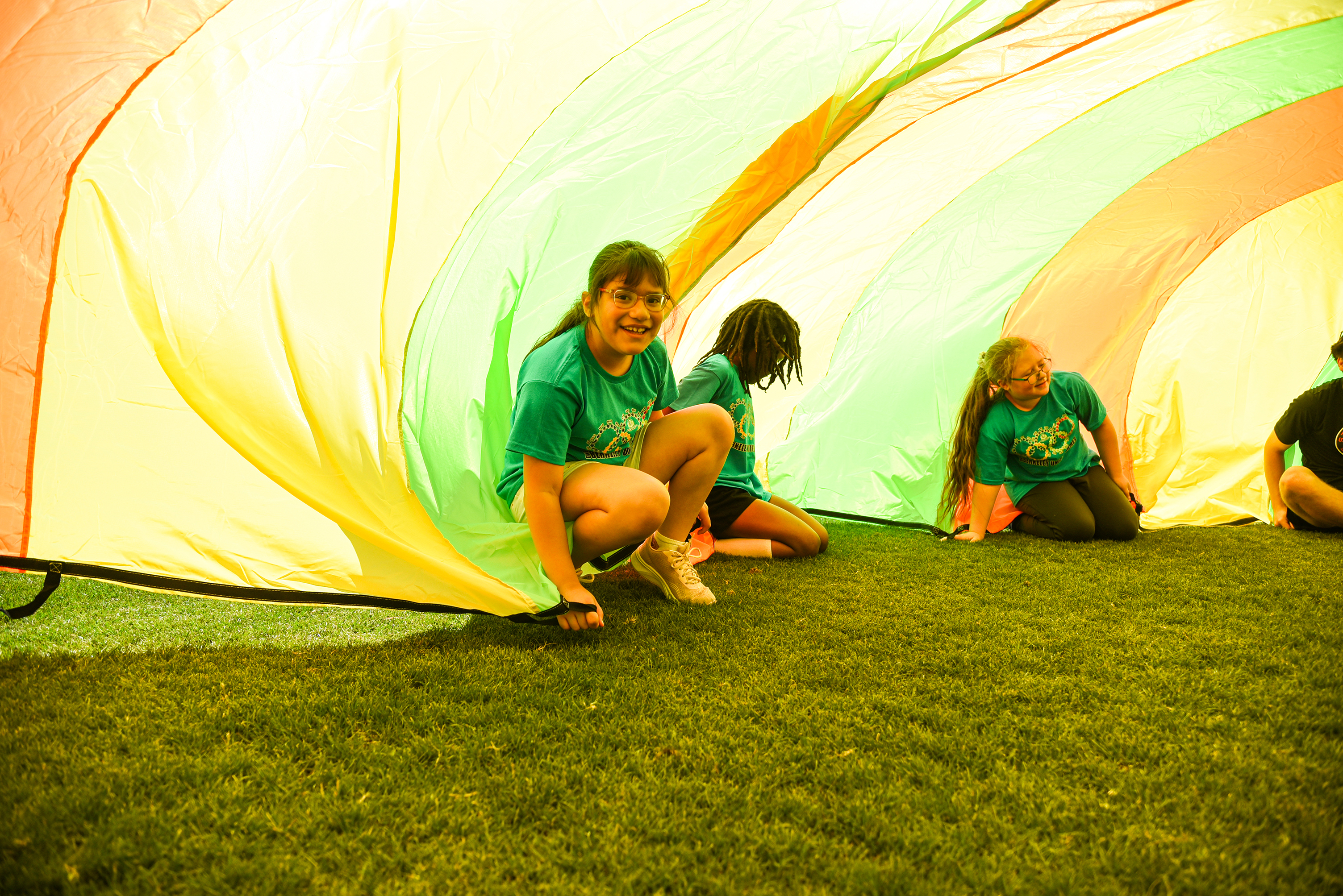GCE playing parachutes