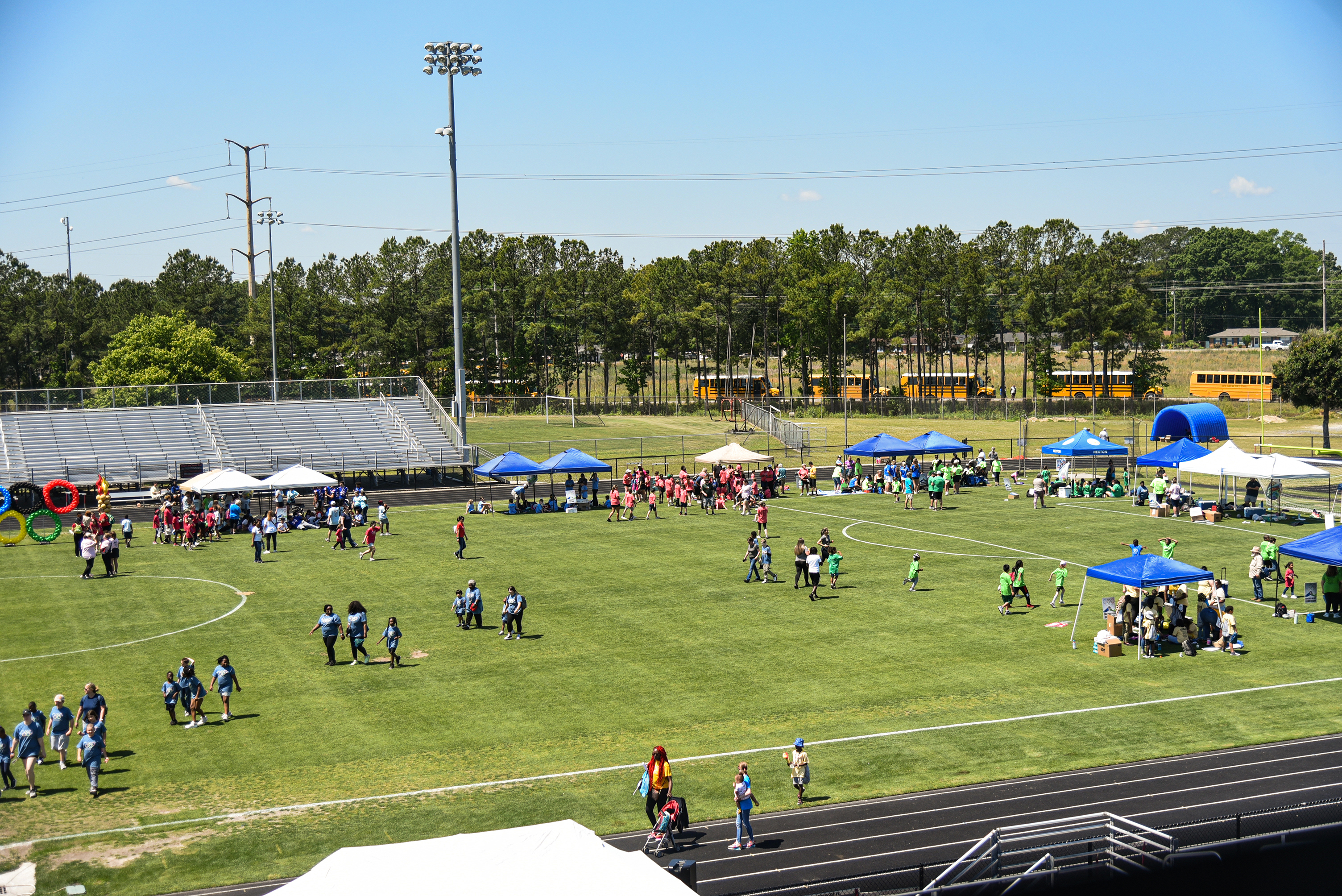 wide view of SHS football field with games going on