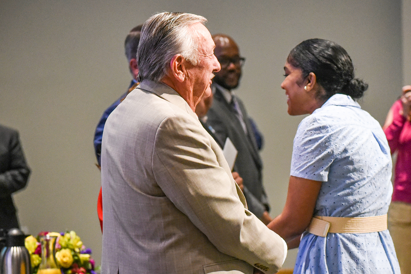 teacher approaching receiving line