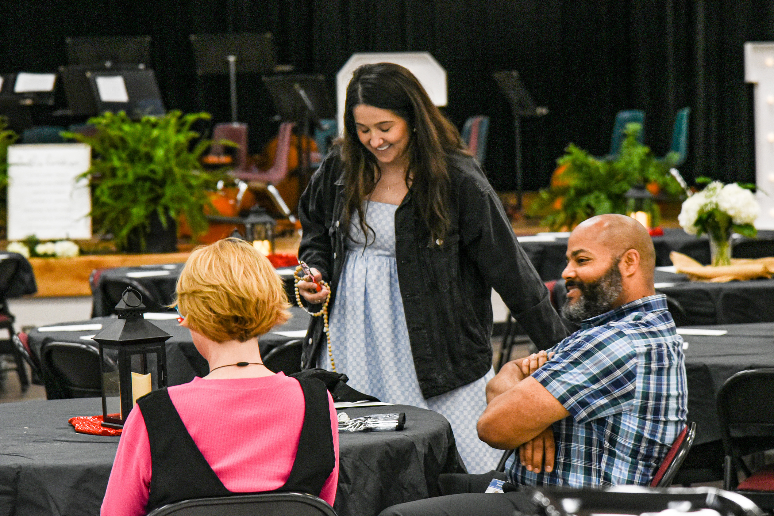 teachers talking at table