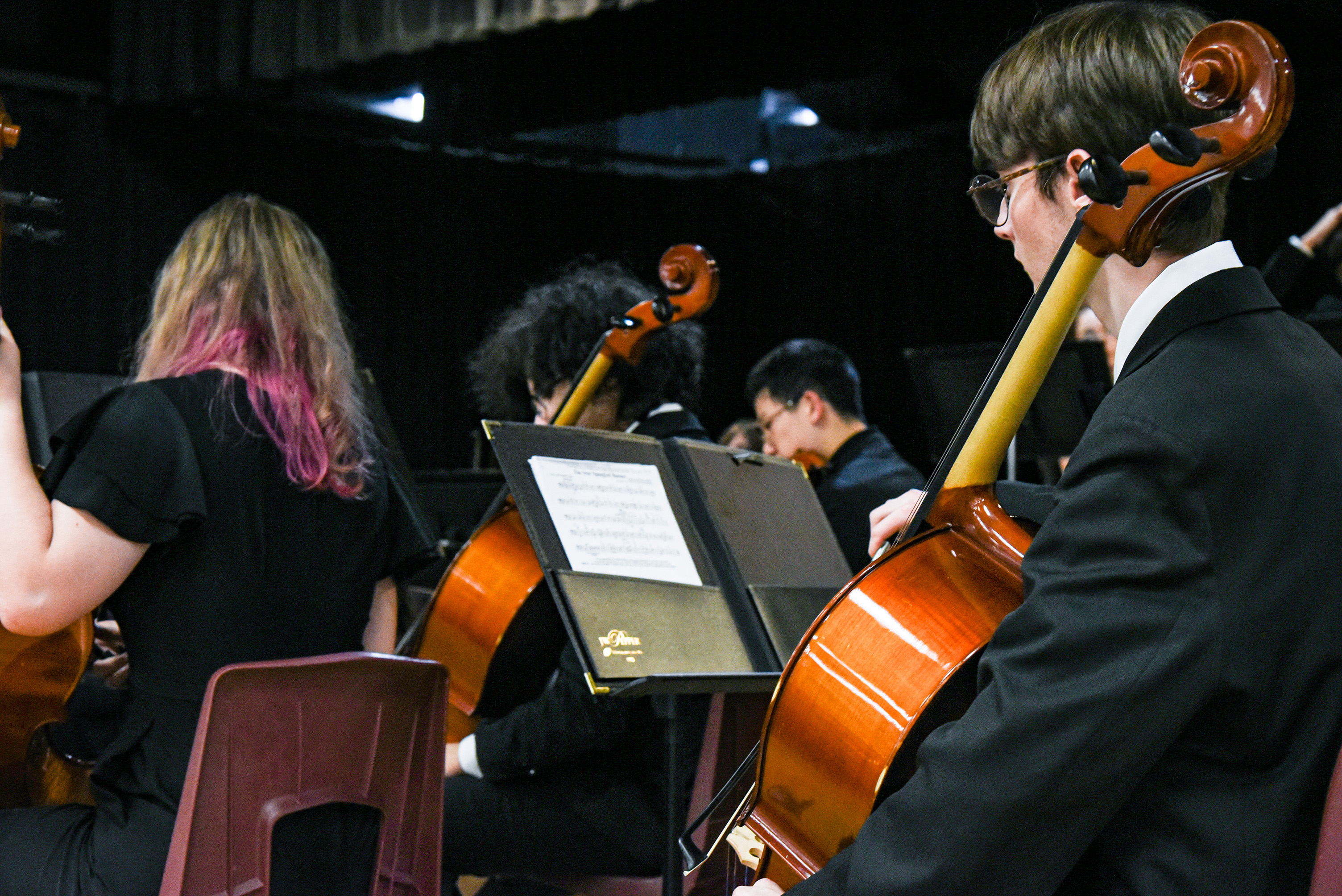 SHS orchestra students performing