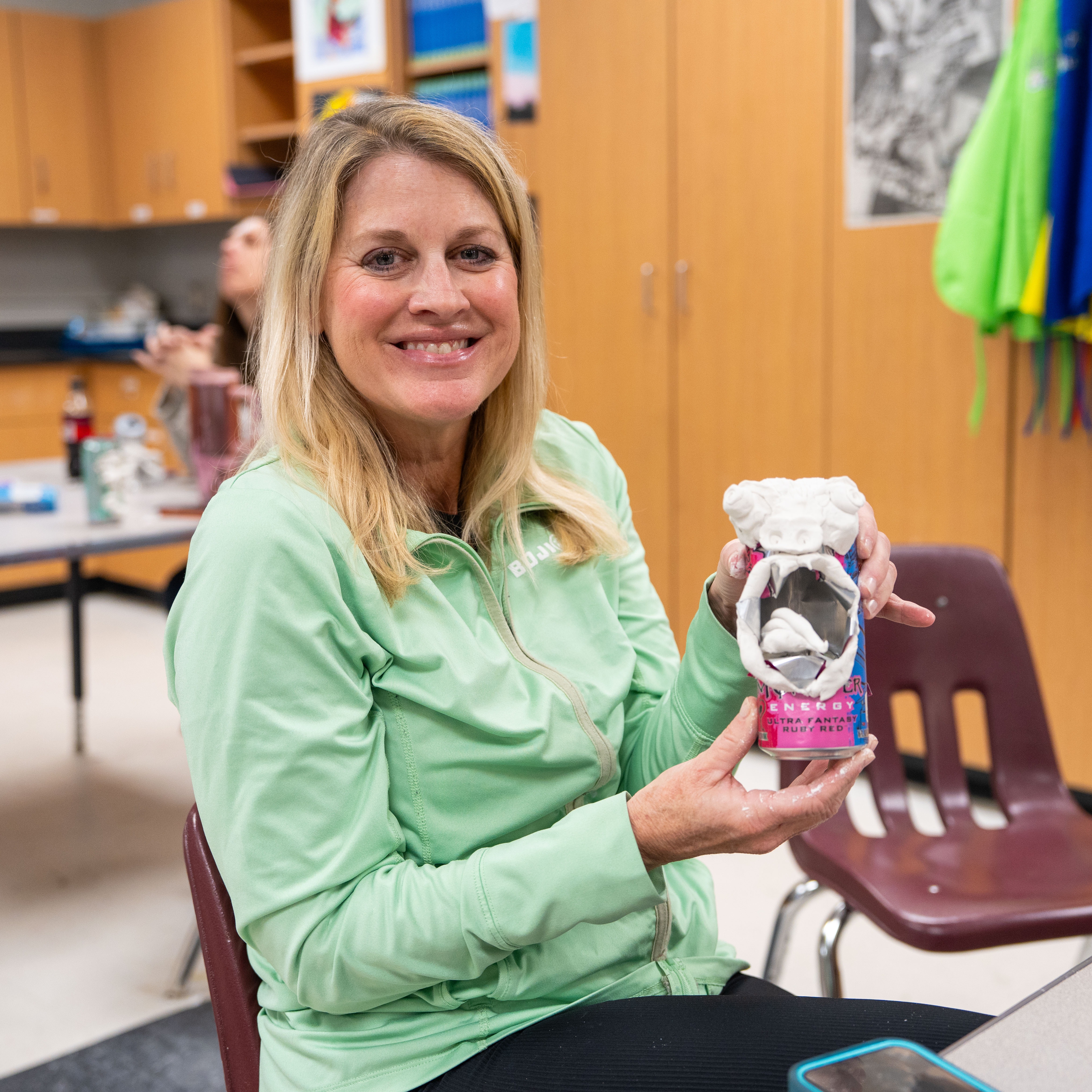teacher with can monster