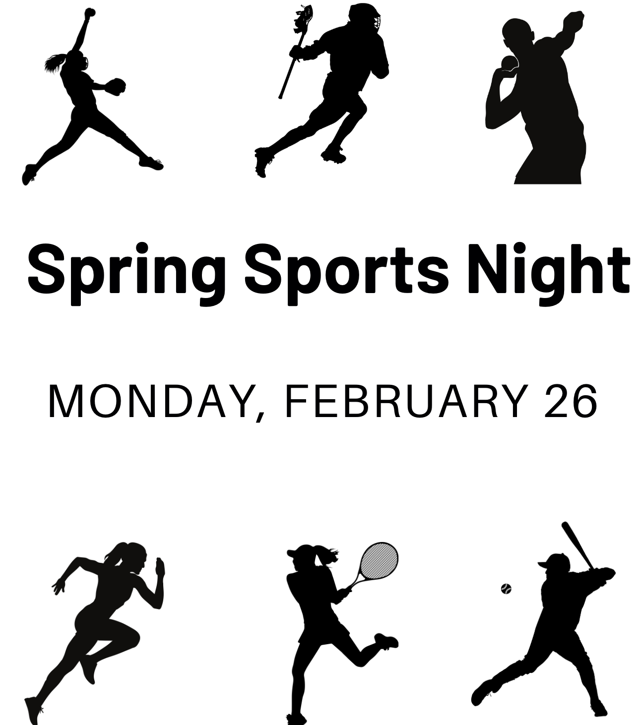  white background black images spring sports night Monday February 26