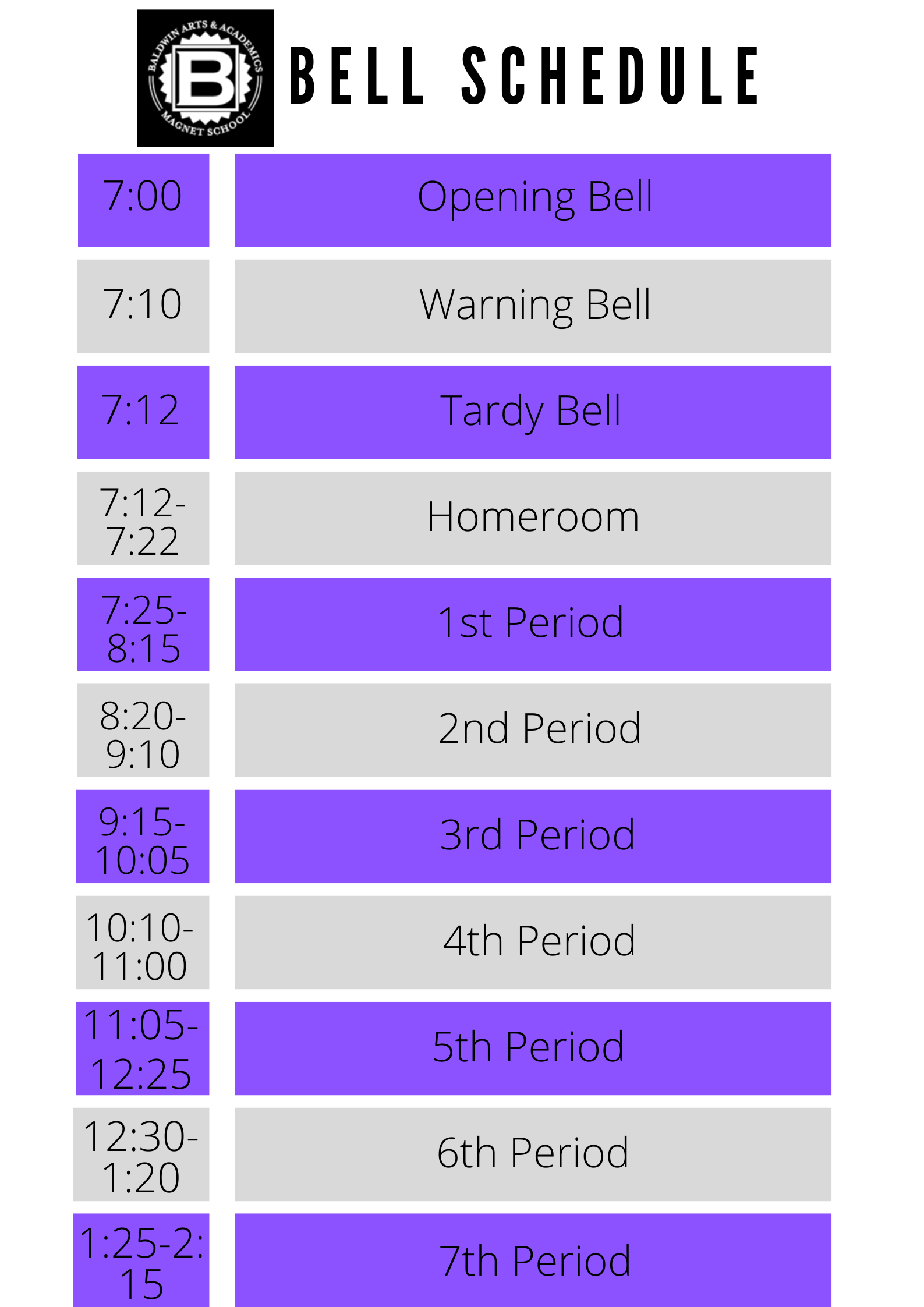 Bell Schedule