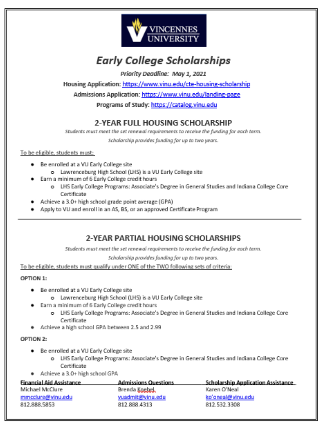 Early Collage Scholarships link