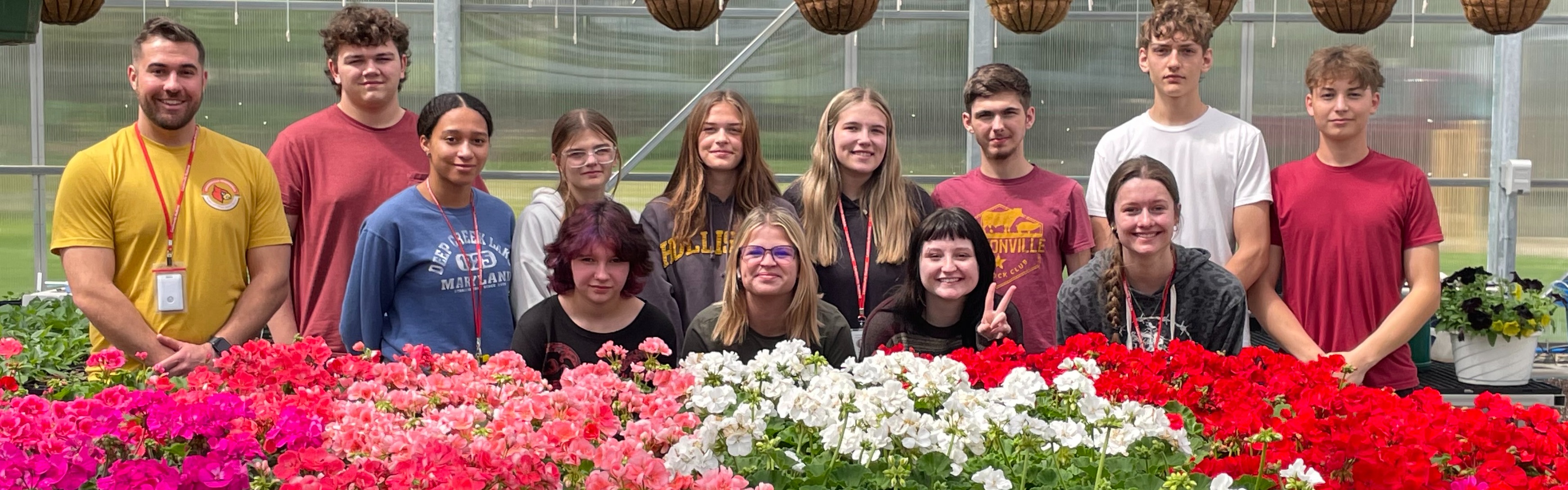 Greenhouse Students Displaying Their Flowers For Sale