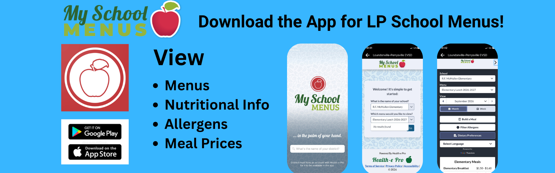 My School Menu Information