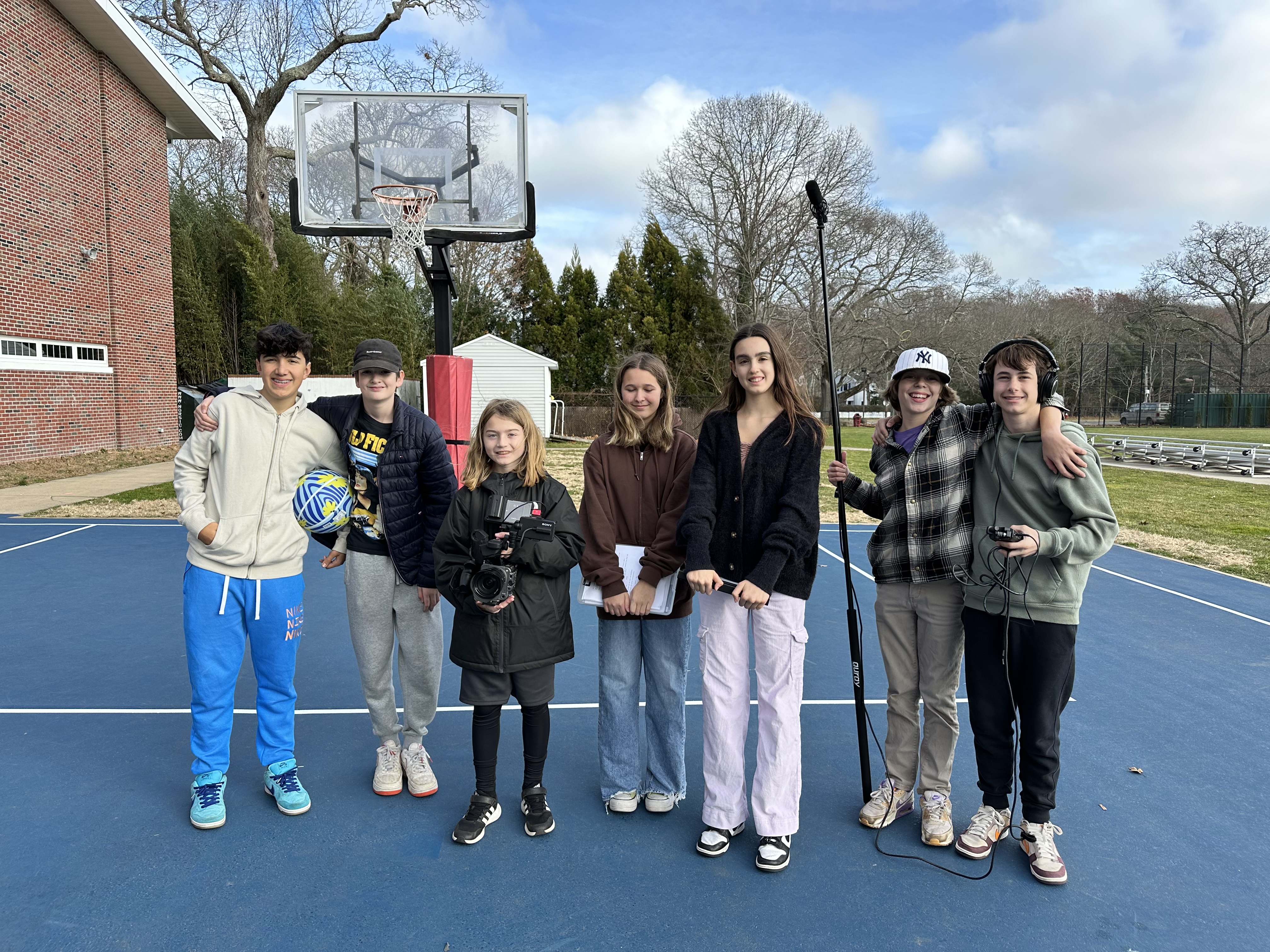 on the set of their new film "Slam Dunk Shenanigans!"