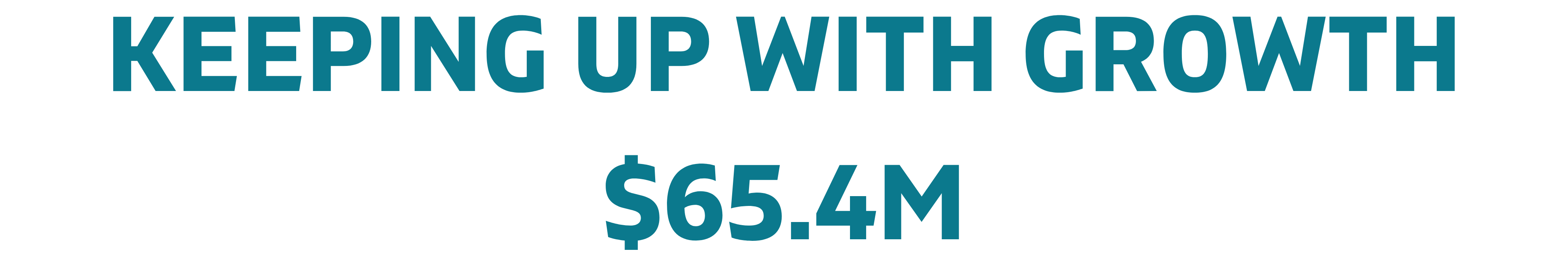 Keeping up with growth $65.4M