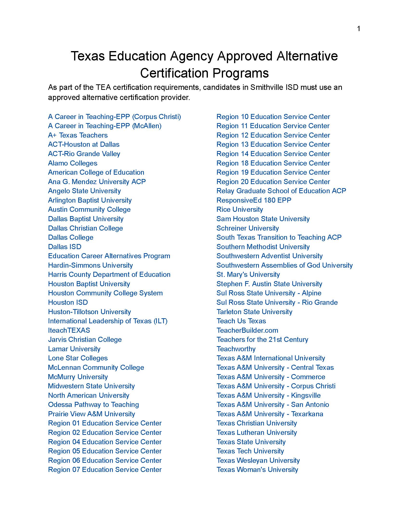 🍎 Teacher Certification Information Smithville ISD