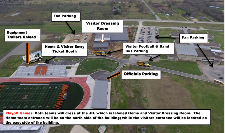 Visitor stadium parking and dressing room