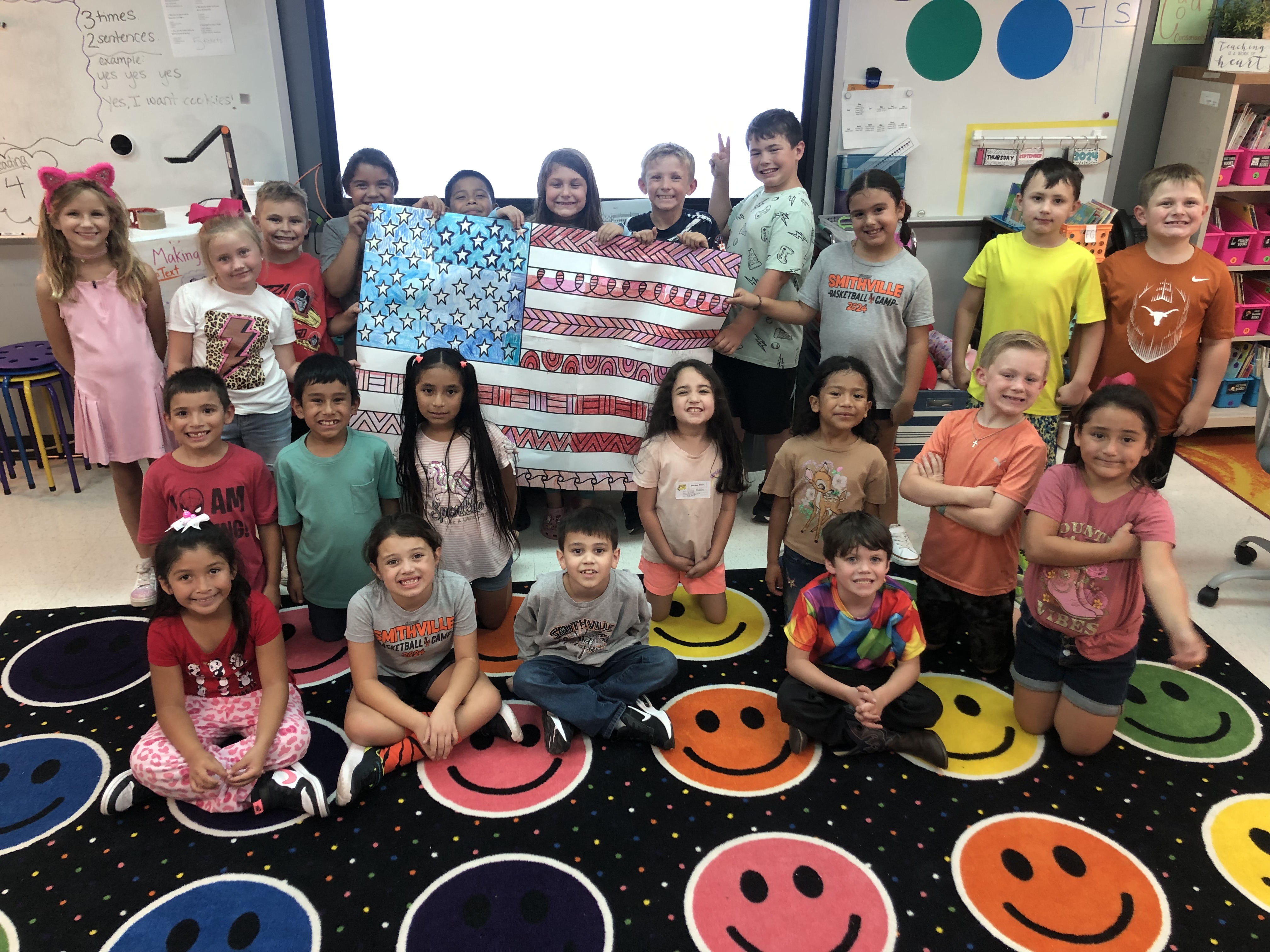 students holding flag