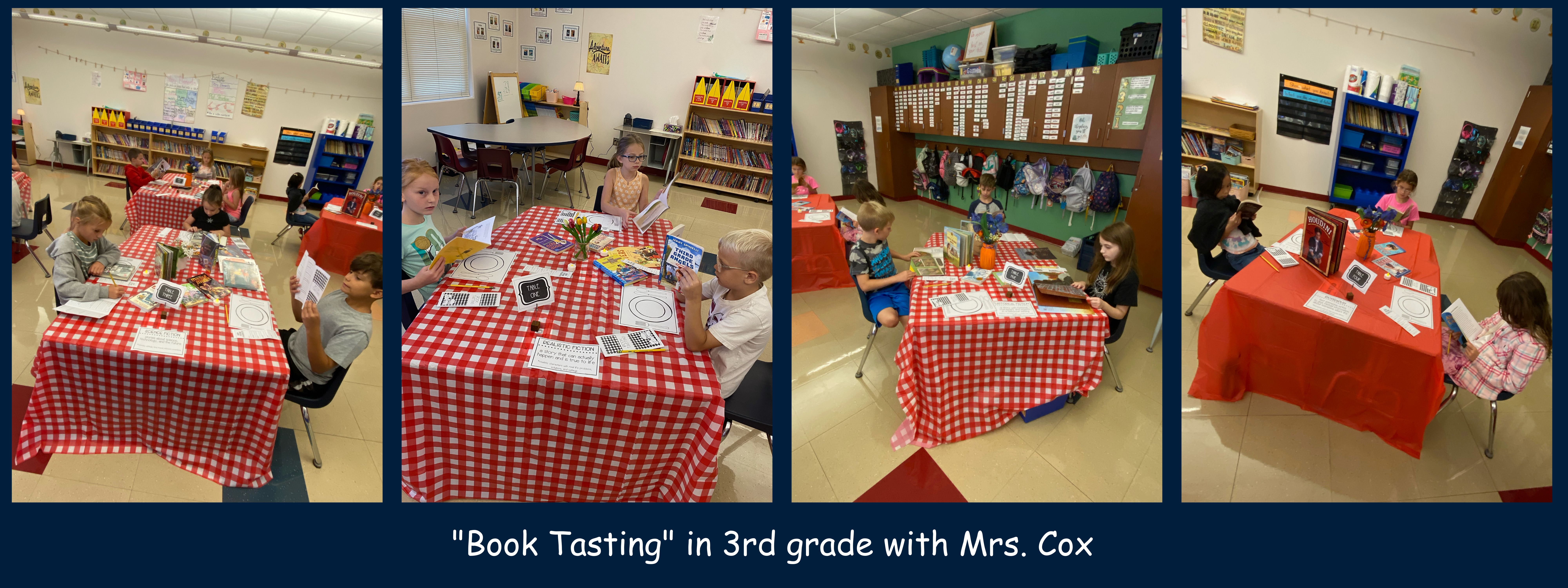 "Book Tasting" in 3rd grade with Mrs. Cox