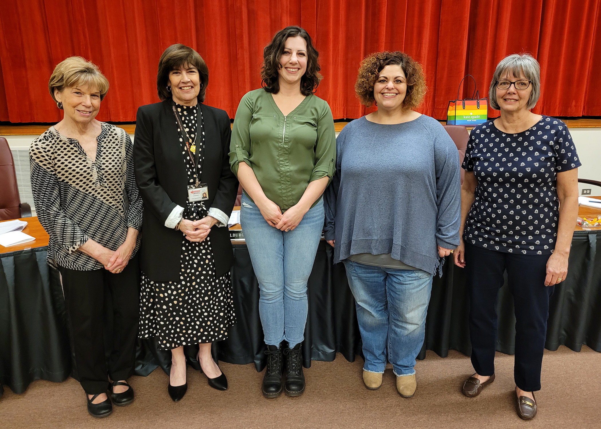 Pictured: (l-r) Charmy Perry, Jo Anne Antonacci, Molly Arnold, Mary Pettine, and Ann Donner. Not present, Kevin Farmer, Mishelle Kittlinger, and Tom Venniro.