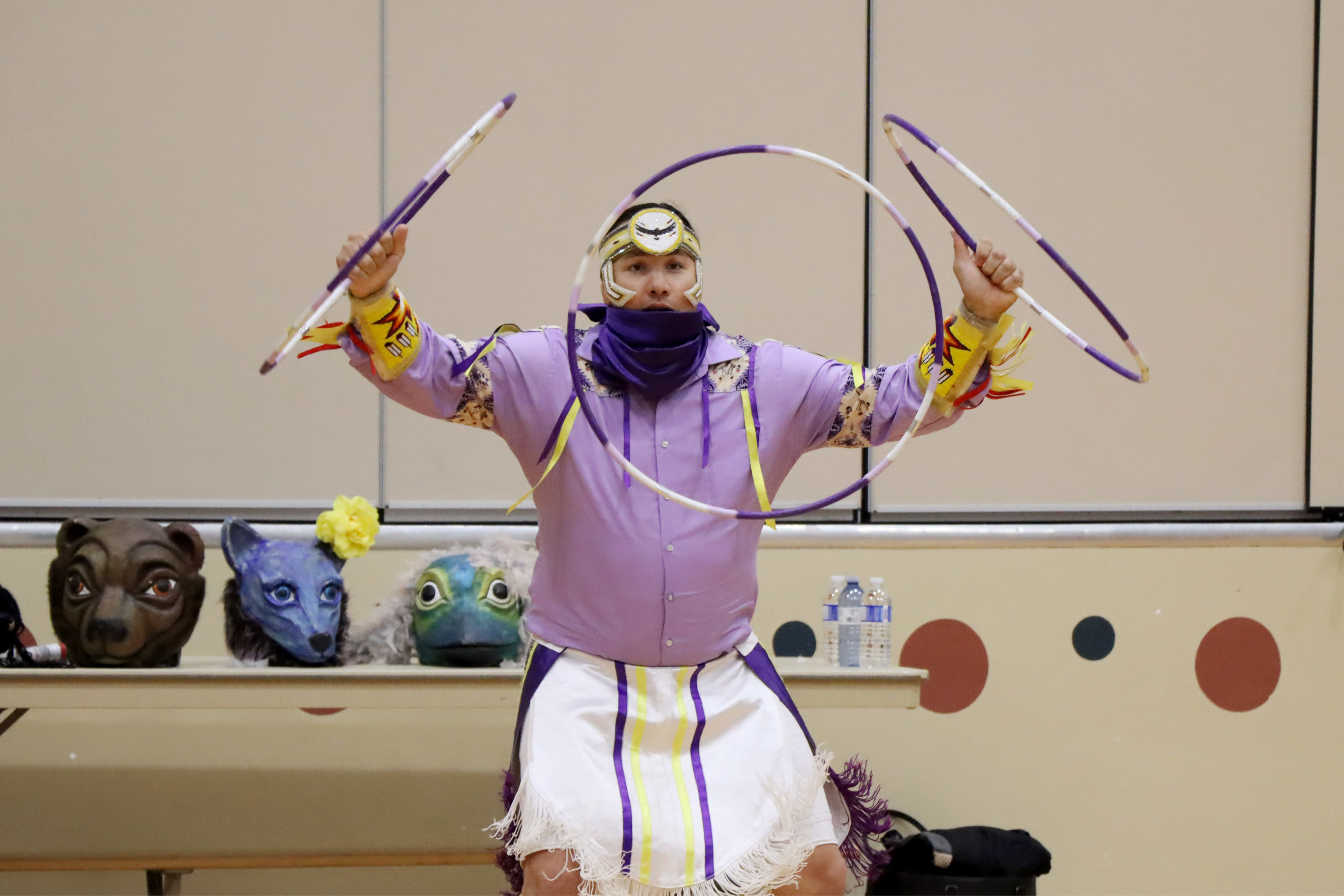 Indigenous Hoop Dancer performing at school