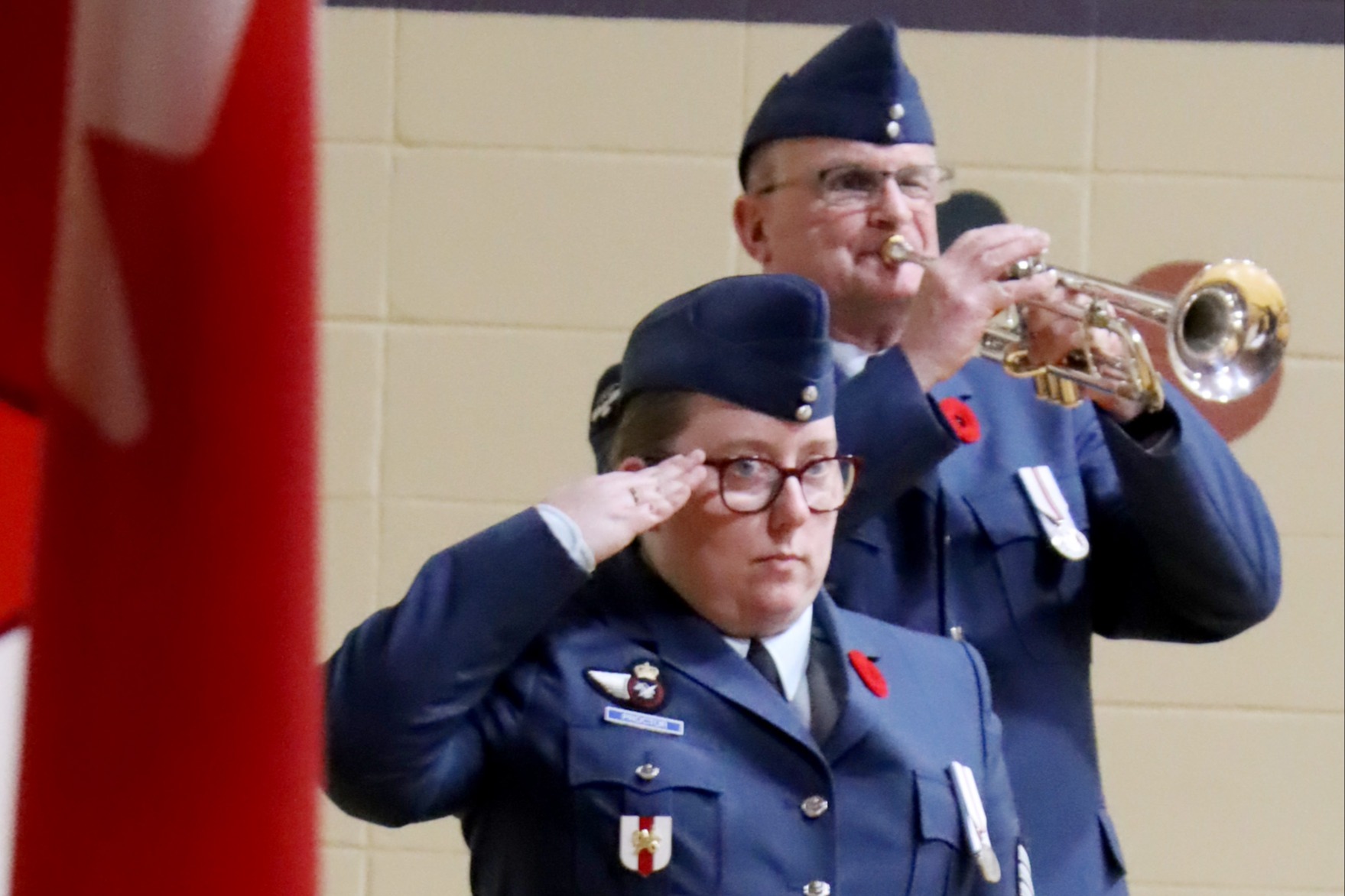 Two soldiers saluting