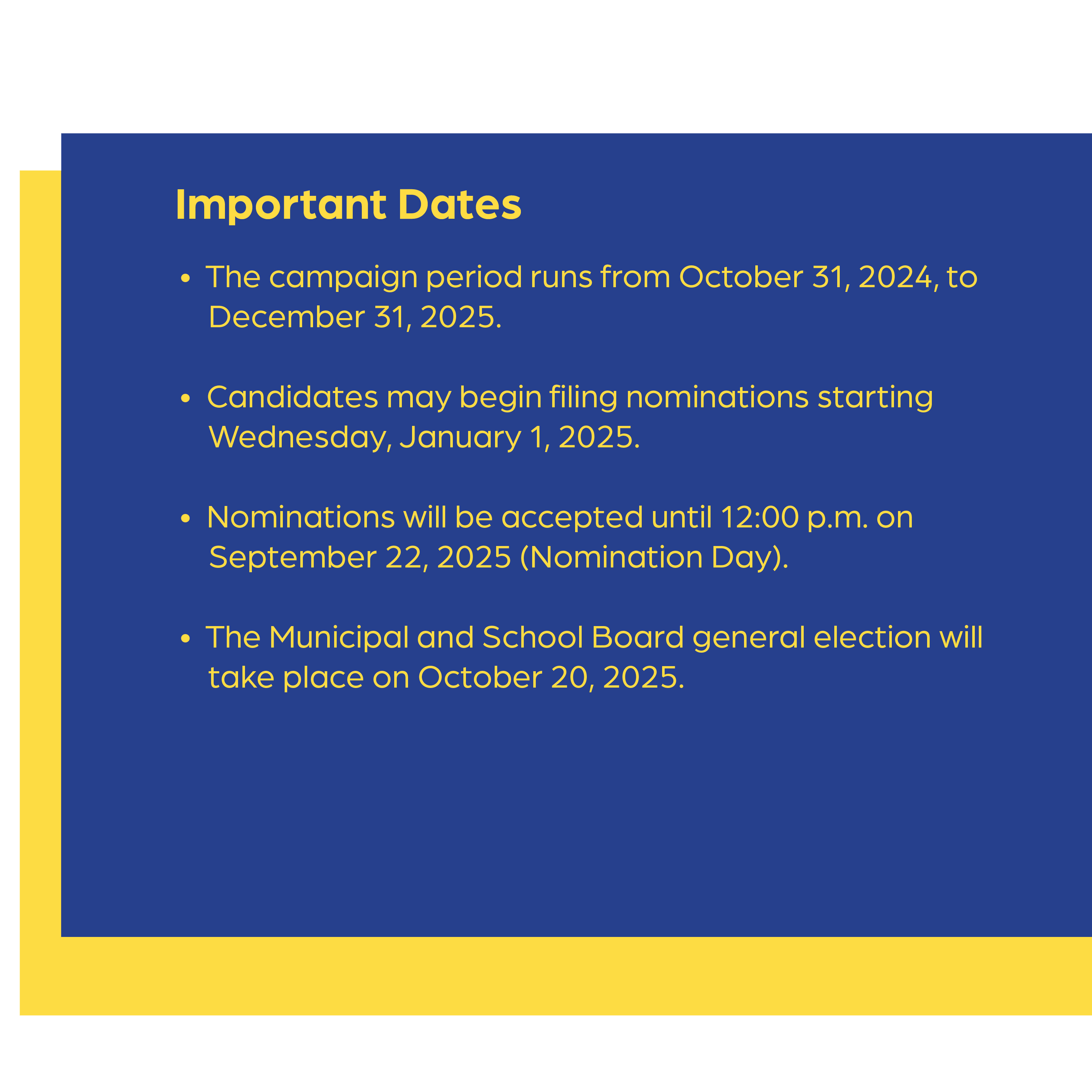 iportant dates