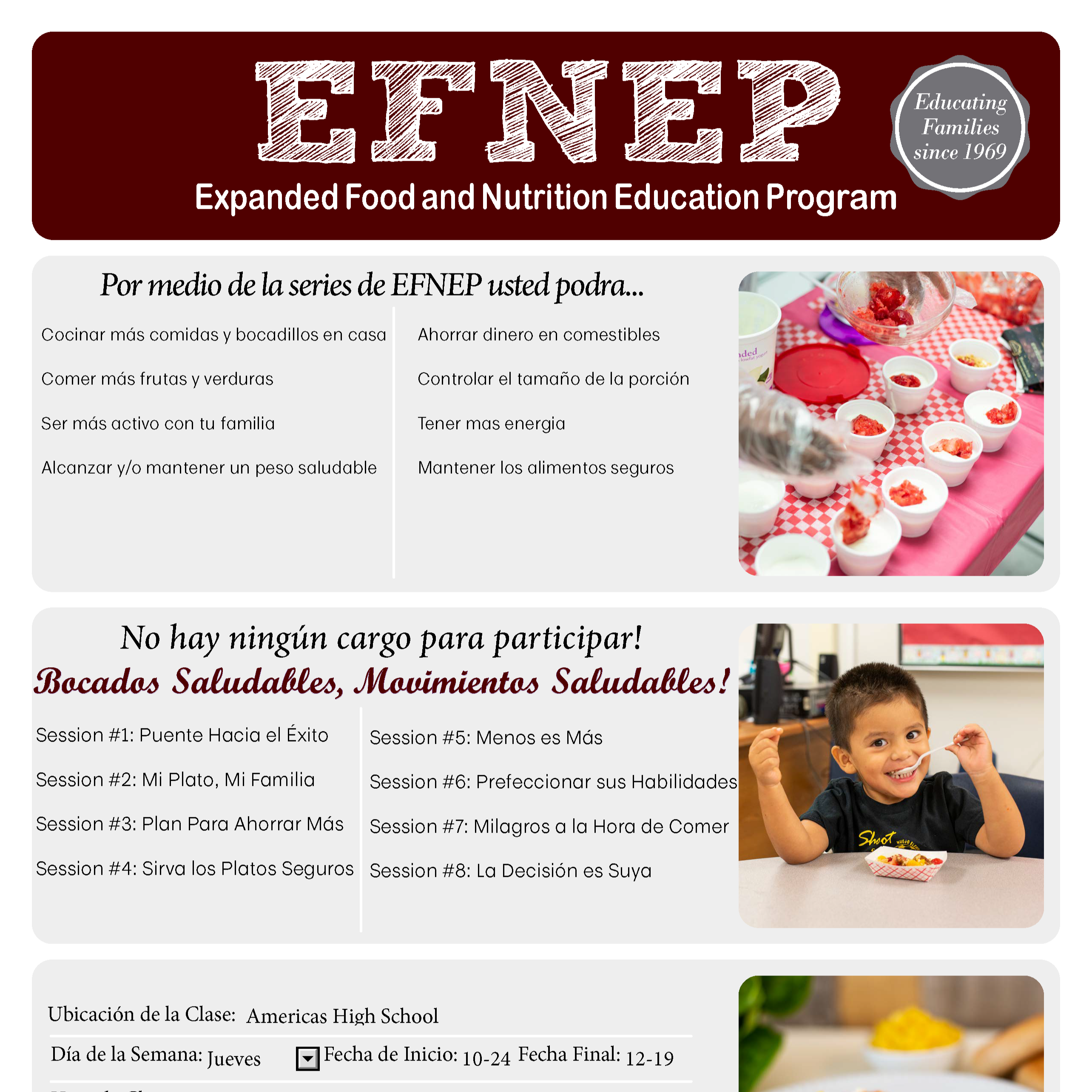 Expanded Food and Nutrition Education Program Flyers Spanish