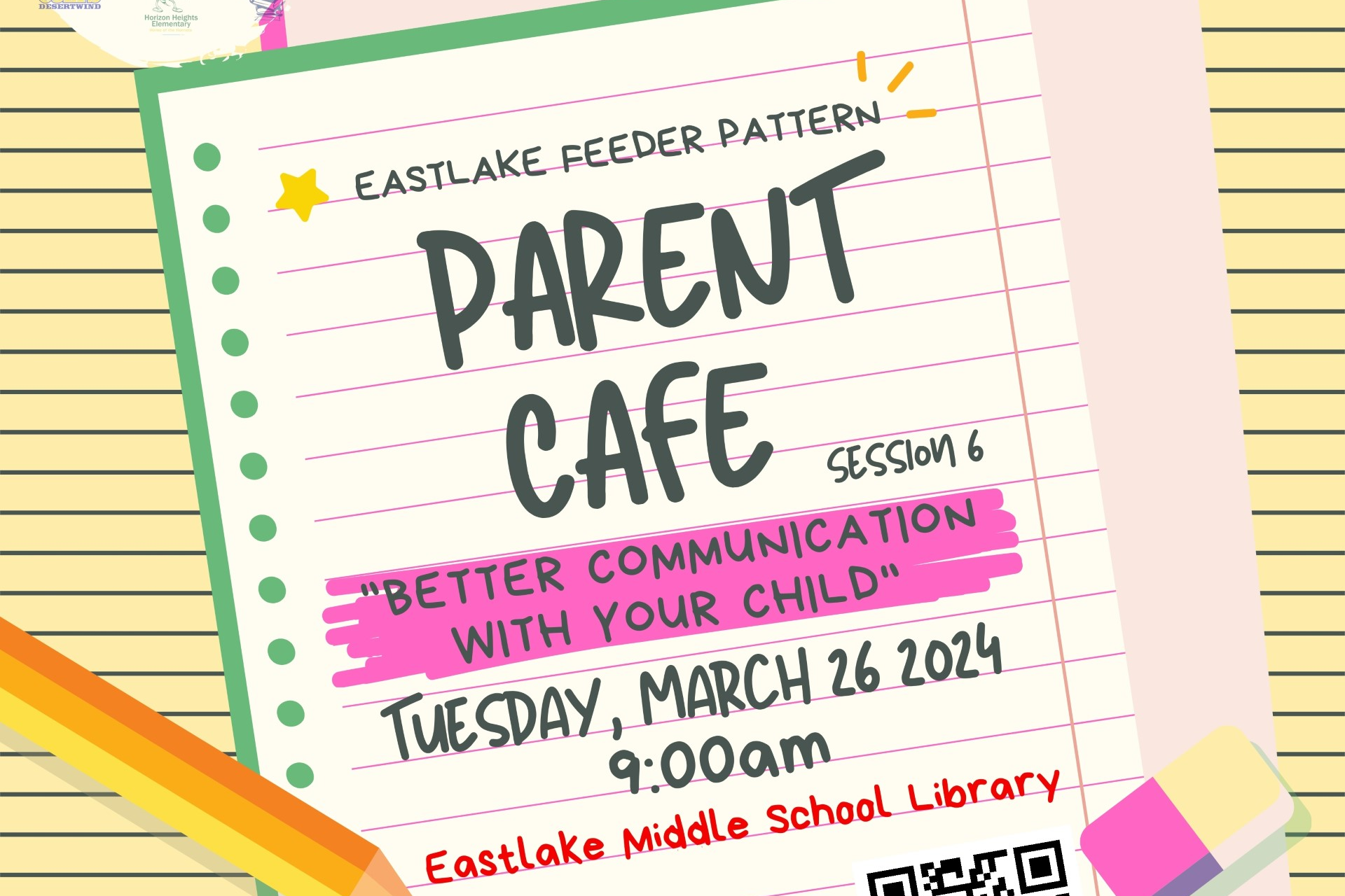 Parent Cafe Flyer: Parent Cafe presentation by the Center for Children on March 26, 2024 from 08:45-11:15