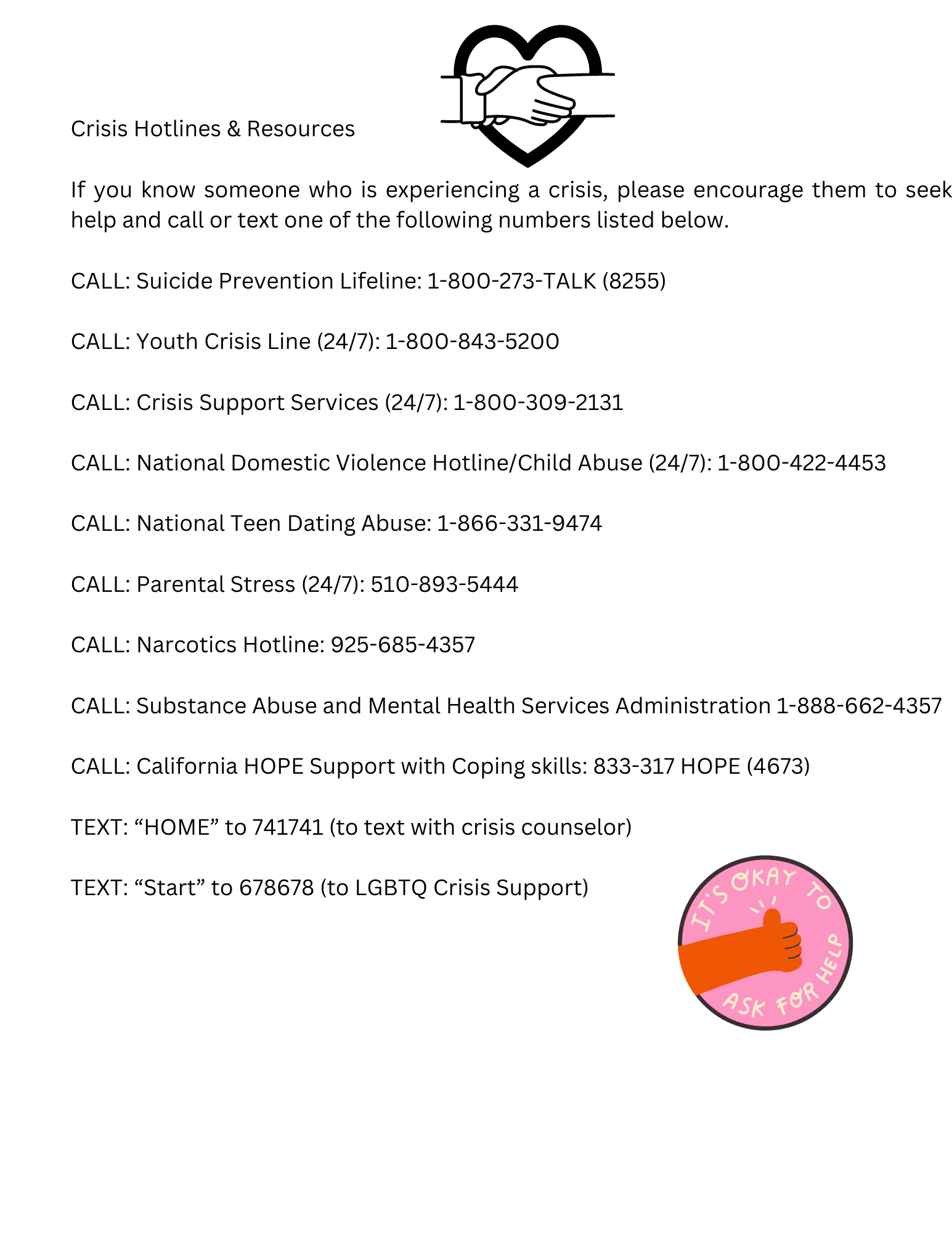 Crisis hotline