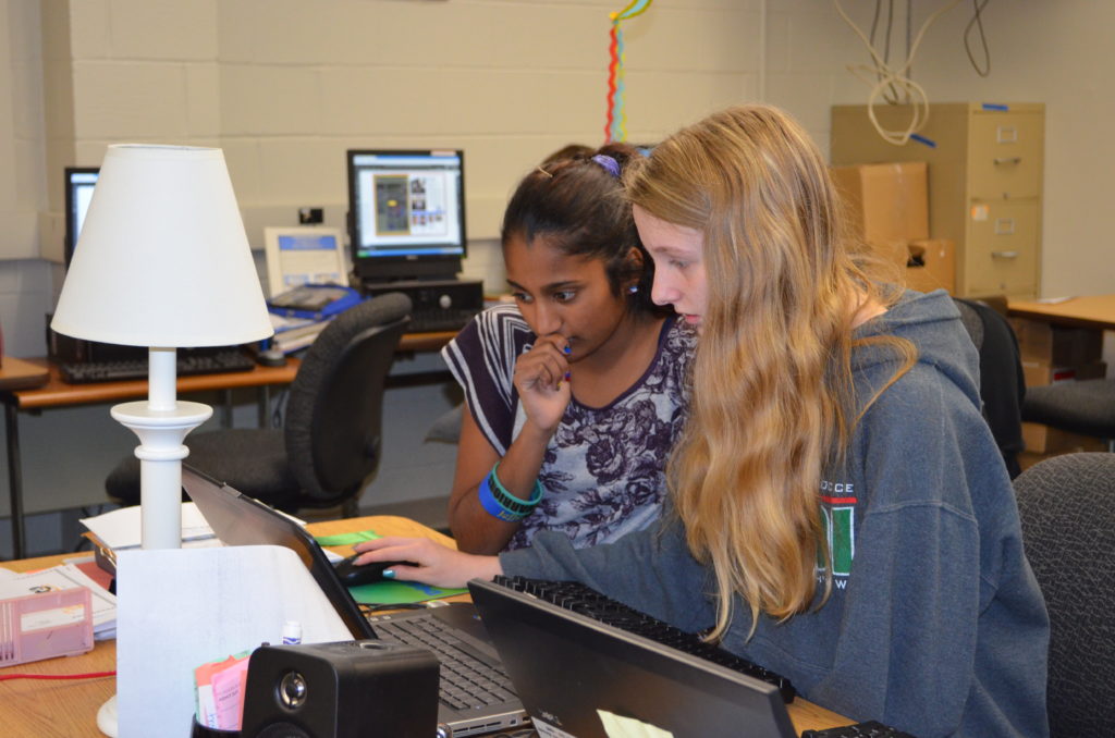 high school students working