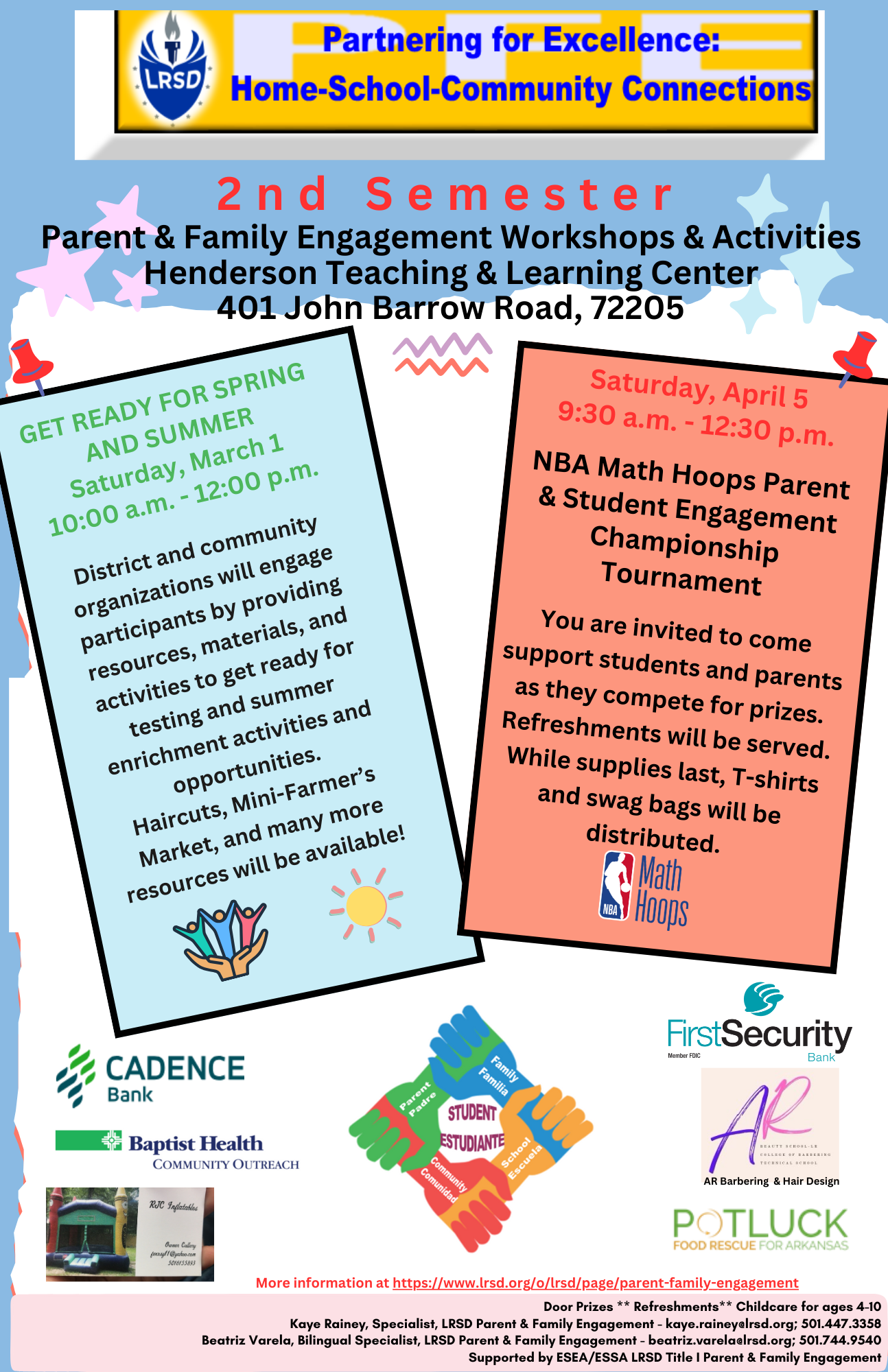 (More info below) Flyer-2nd Semester PFE Events (March 1 and April 5, 10 a.m., Henderson, 401 John Barrow) 